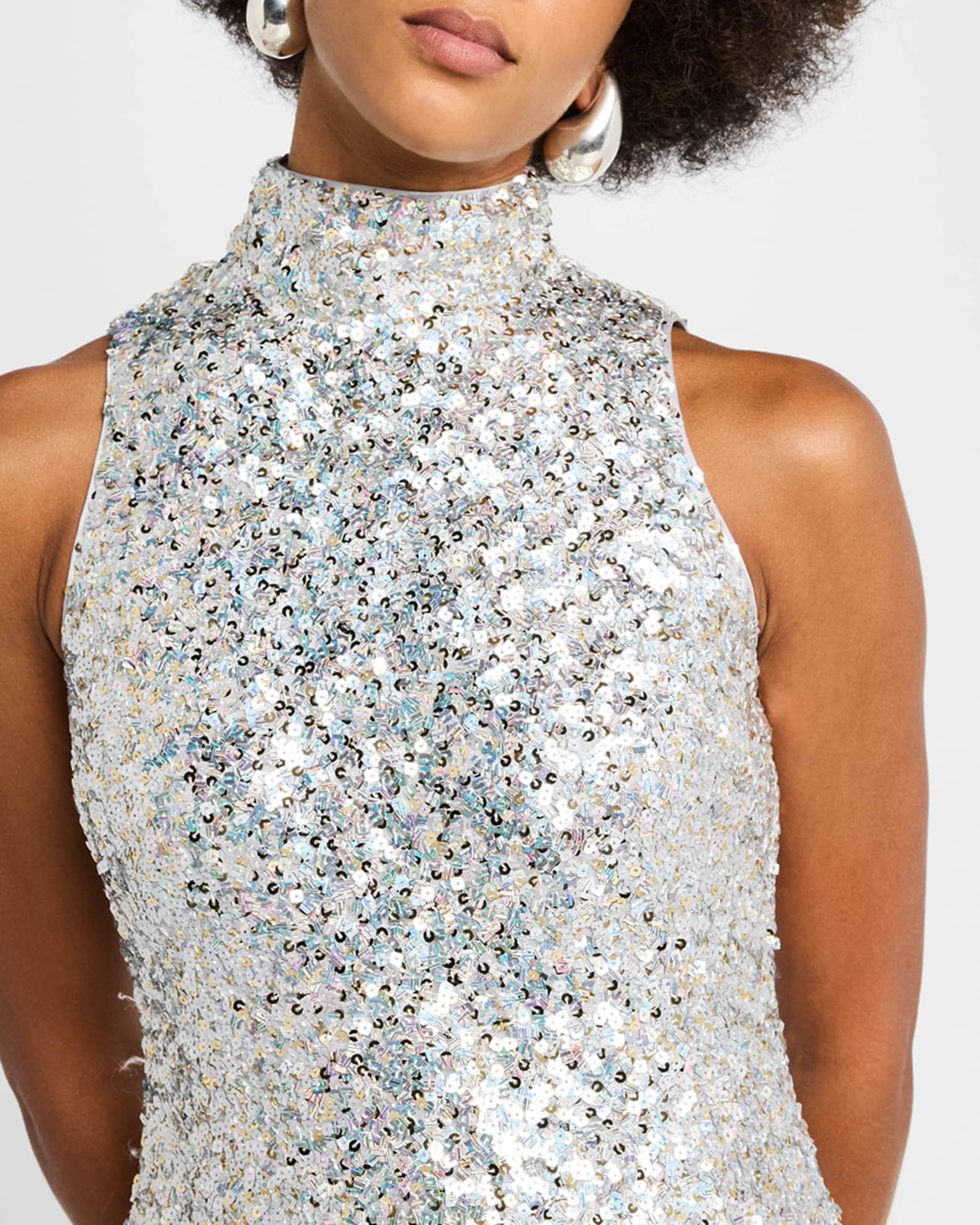 Sculpty High-Neck Sequined Dress Product Image