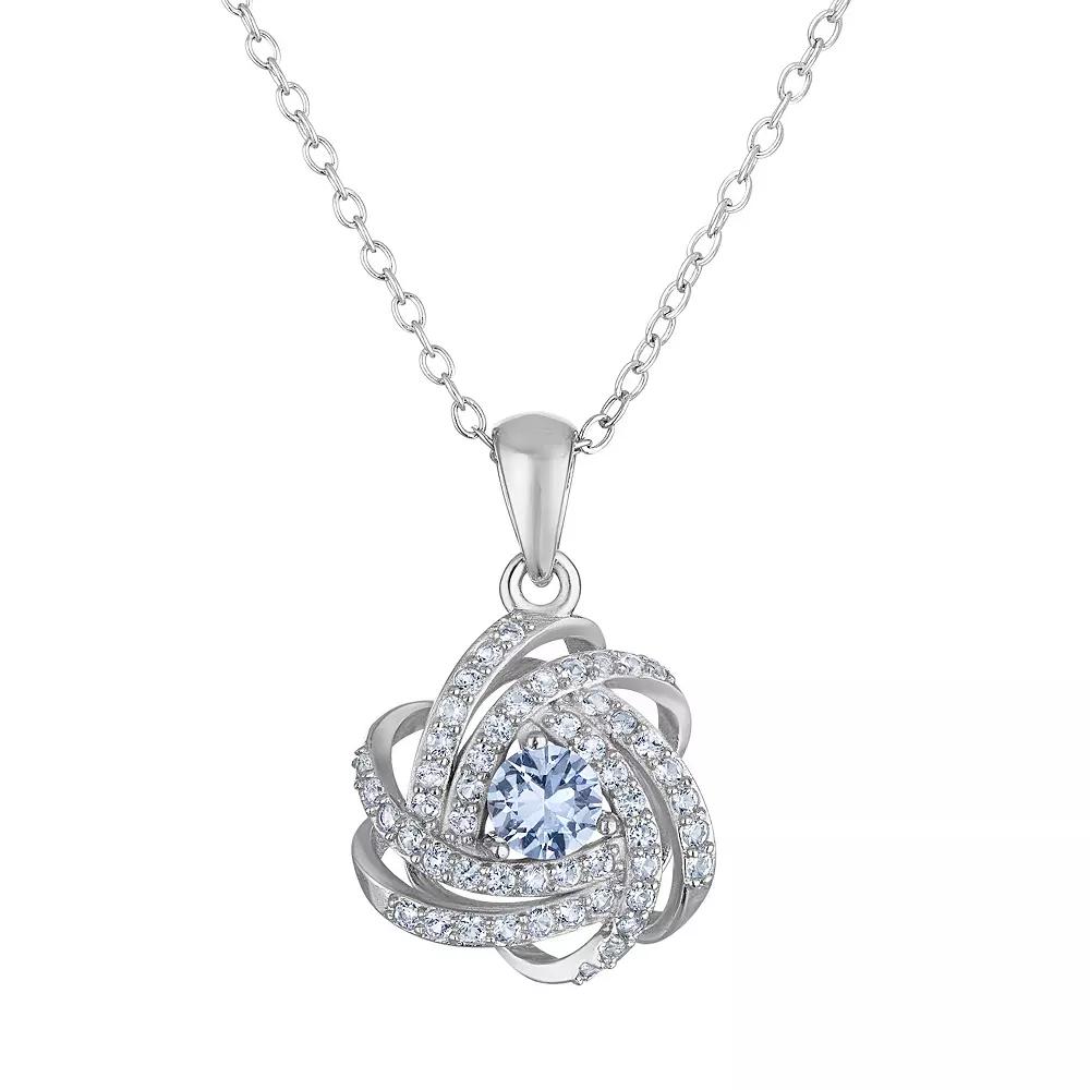 Designs by Gioelli Sterling Silver Gemstone Love Knot Pendant Necklace, Womens, Cr Red Product Image