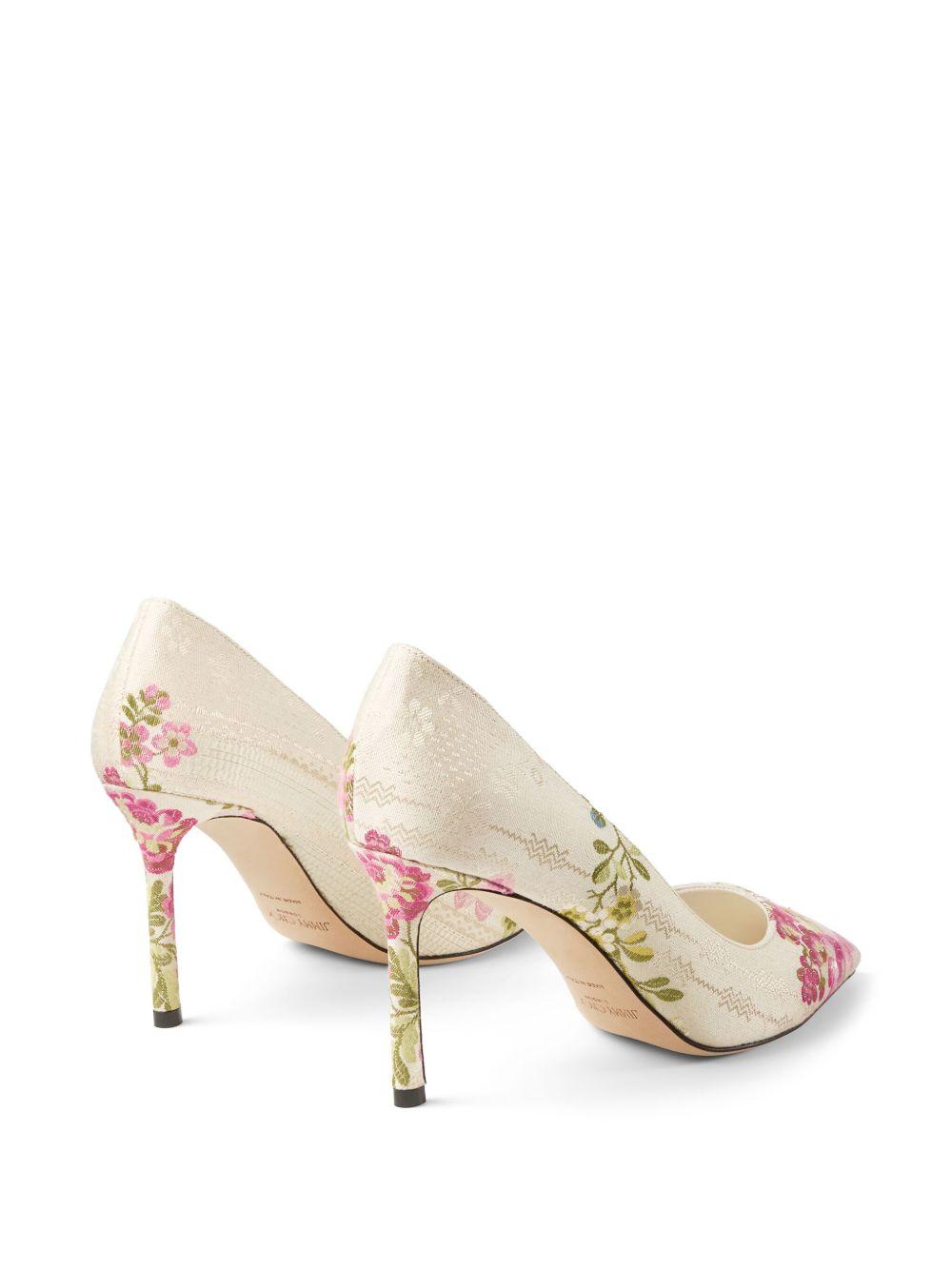 85mm Romy floral-embroidered pumps Product Image