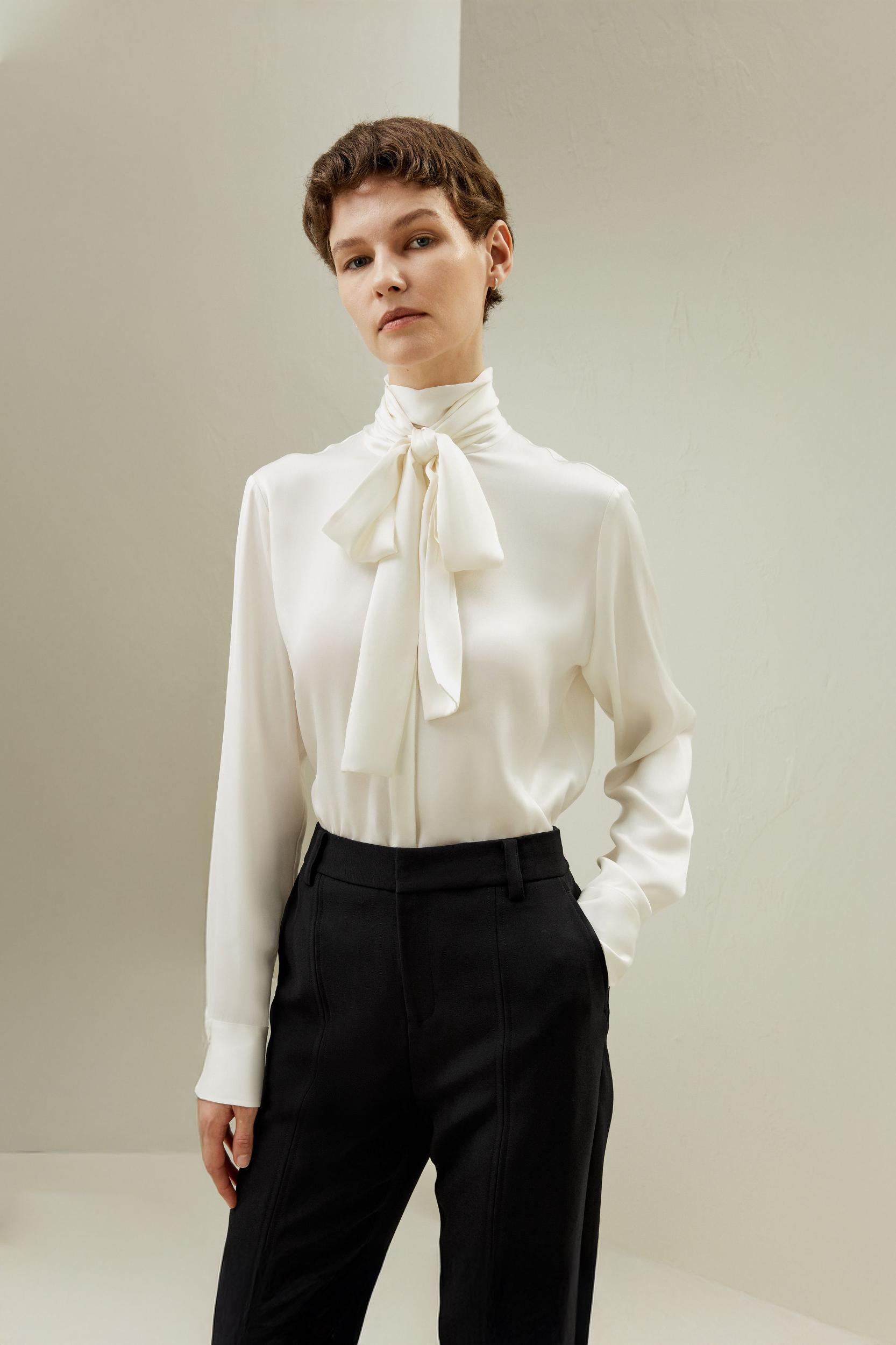 LILYSILK Silk Shirt Women Purple Pure Silk Elegant Cuff Shell Button Blouse M Product Image