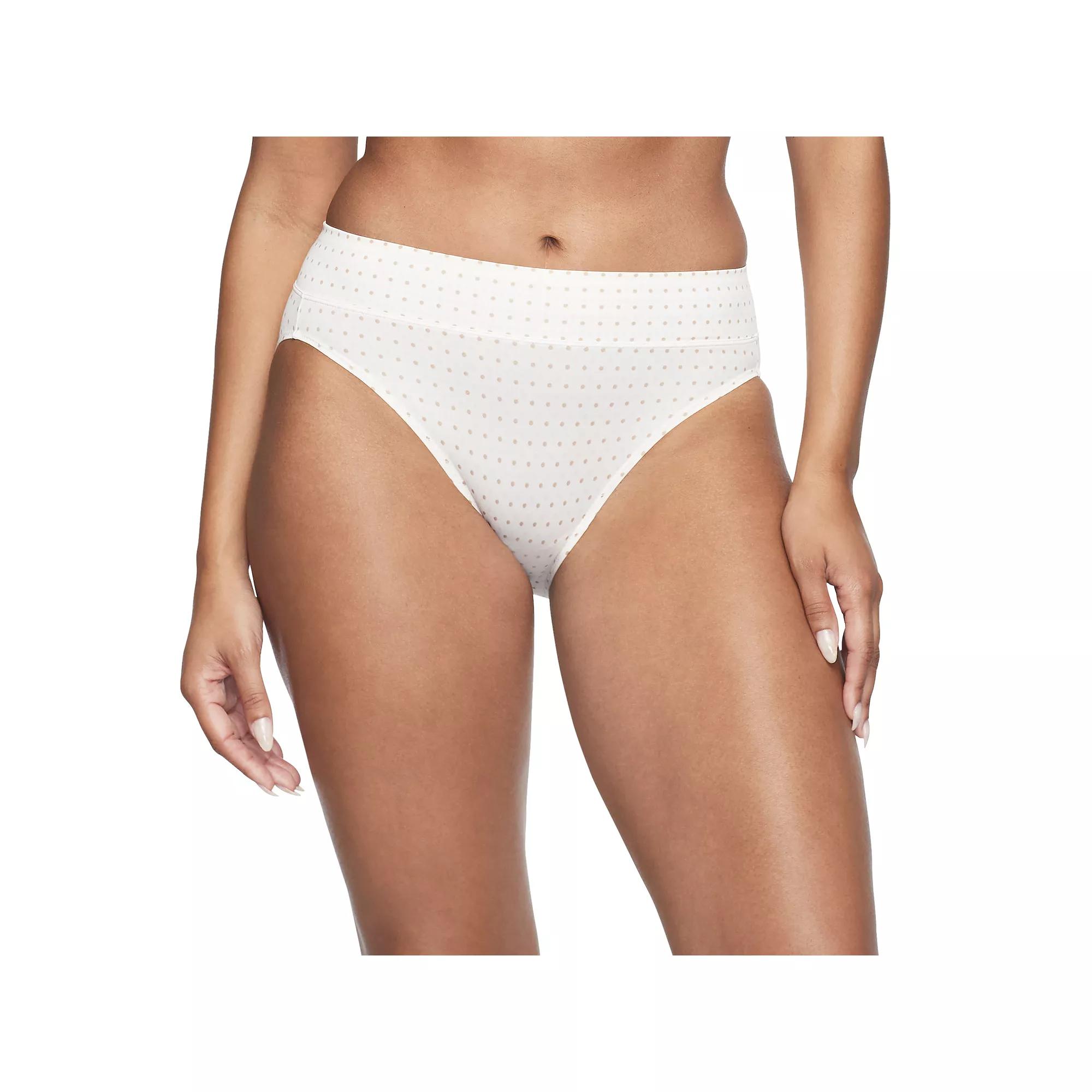 Warners No Pinching No Problems® Tailored Hi-Cut Panty 5138J, Women's, Size: Large, Bodytone Polka Dot Product Image