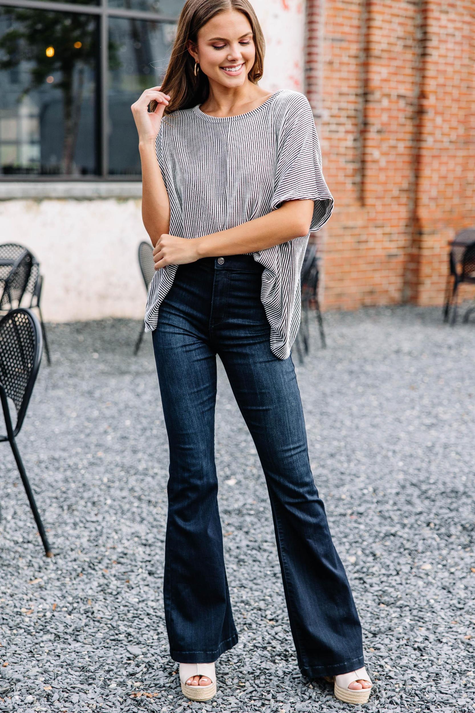 Confident Decisions Black Ribbed Top Female Product Image