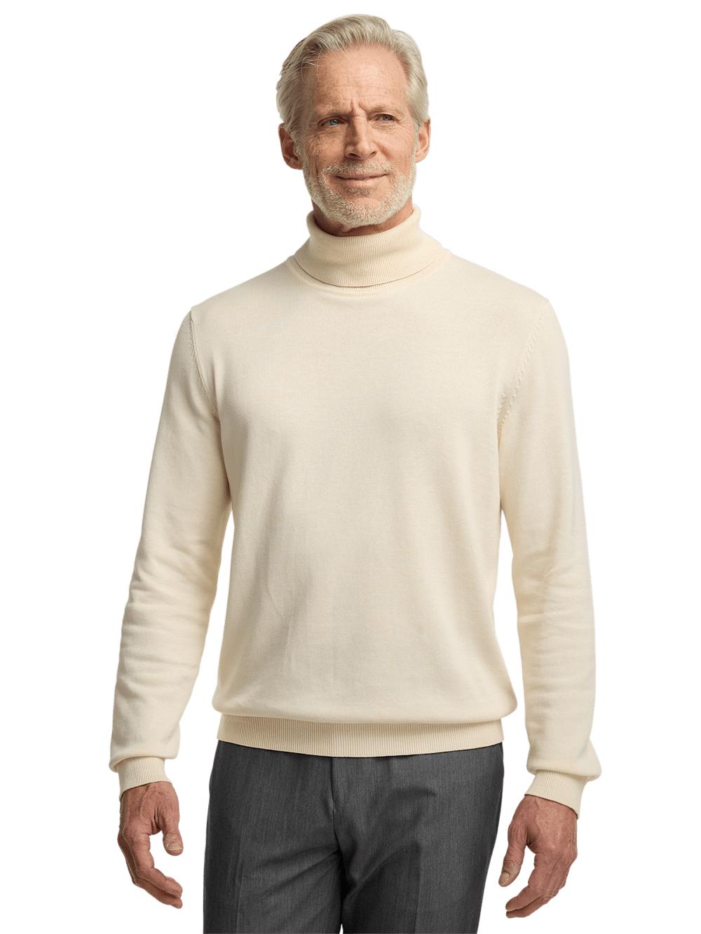Supima Cotton Turtleneck - Ivory Product Image