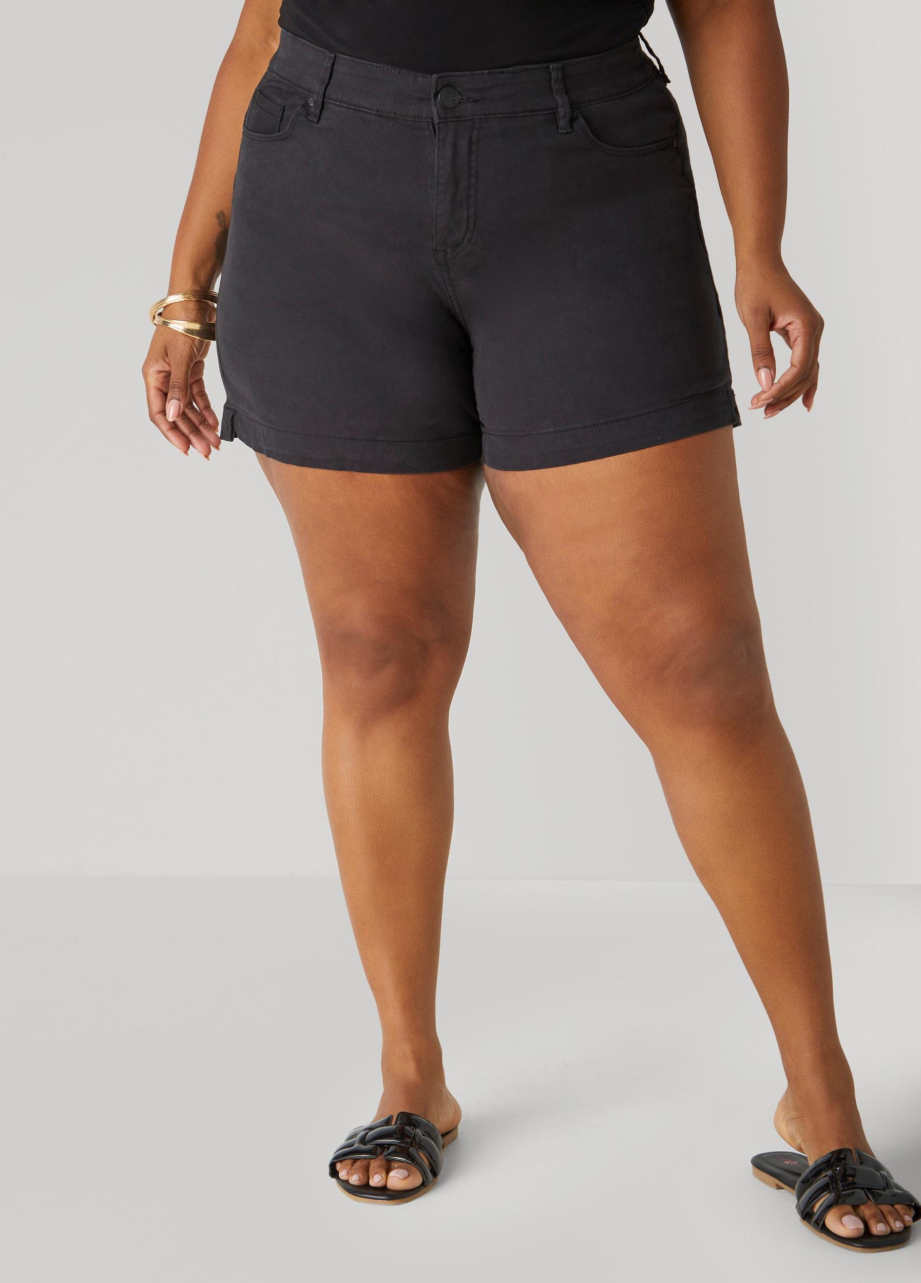 Plus Size Mid Rise Denim Shorts Ashley Stewart Product Image