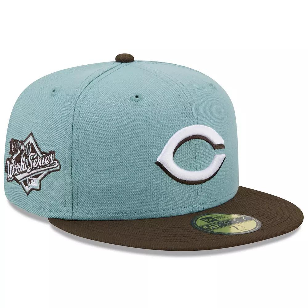 Men's New Era Light Blue/Brown Cincinnati Reds  1990 World Series Beach Kiss 59FIFTY Fitted Hat, Size: 7 3/4, Red Light Product Image