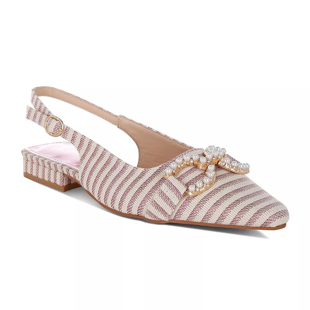 London Rag Crina Women's Pointed Toe Striped Slingback Dress Shoes, Size: 6, Pink Product Image