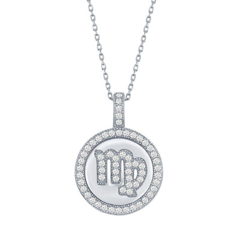 Sterling Silver Cubic Zirconia Zodiac Symbol Necklace, Women's, Size: 18", Gemini Product Image