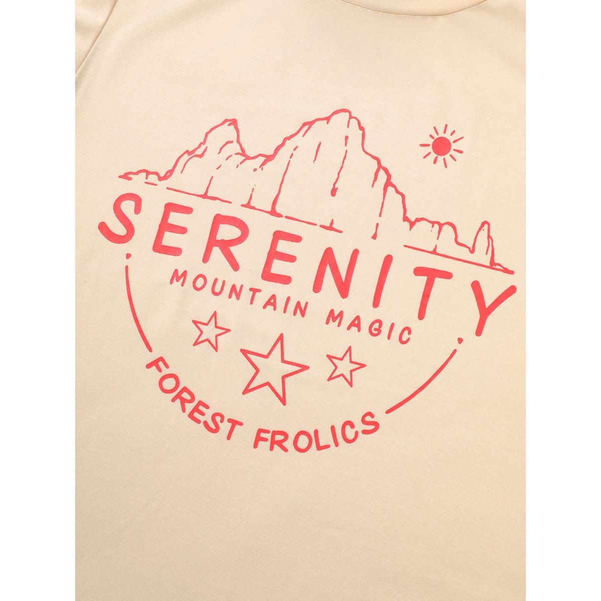 Plus Size Crew Neck Letter Print Contrast T-shirt Apricot Women Casual Contrast Art&design Round Neck Everyday T-shirts BloomChic 18-20/2X Product Image