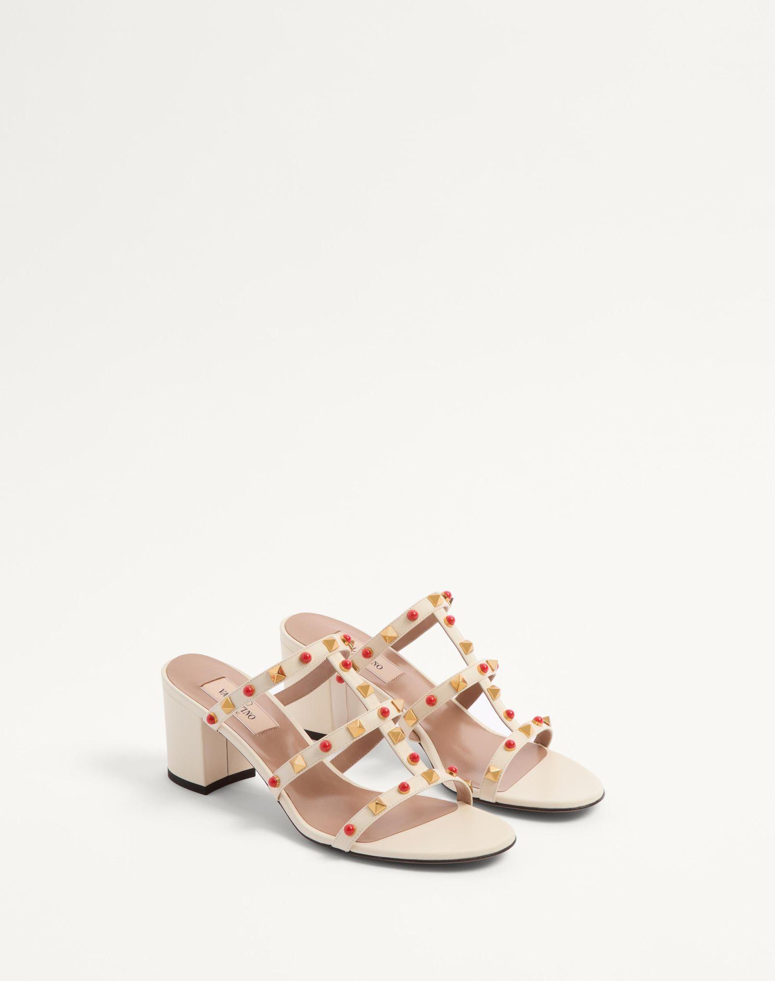 Rockstud Slide Sandal In Calfskin With Cabochon Stones 60Mm Product Image