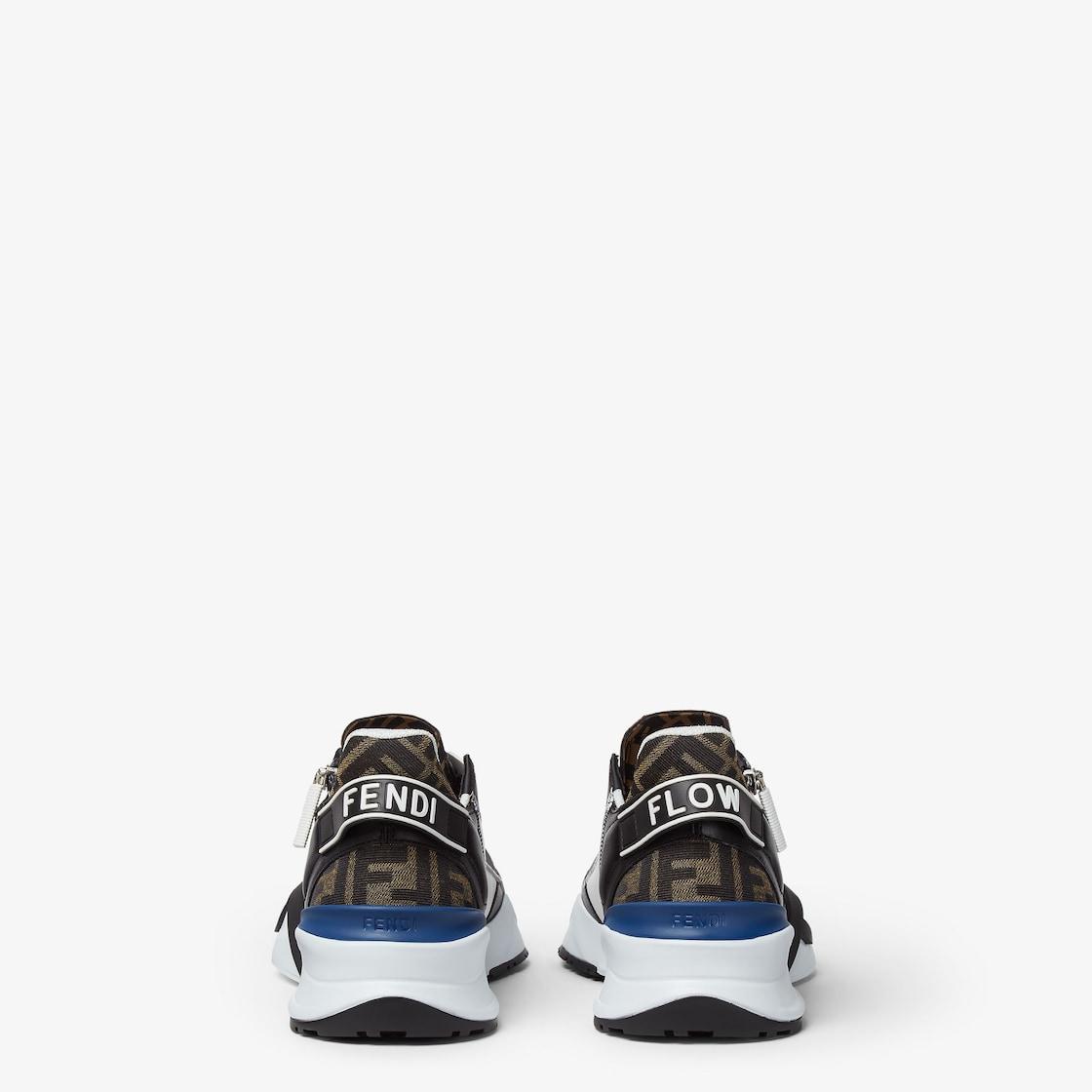 Fendi Flow SneakersBlack leather and brown FF jacquard running shoes Product Image