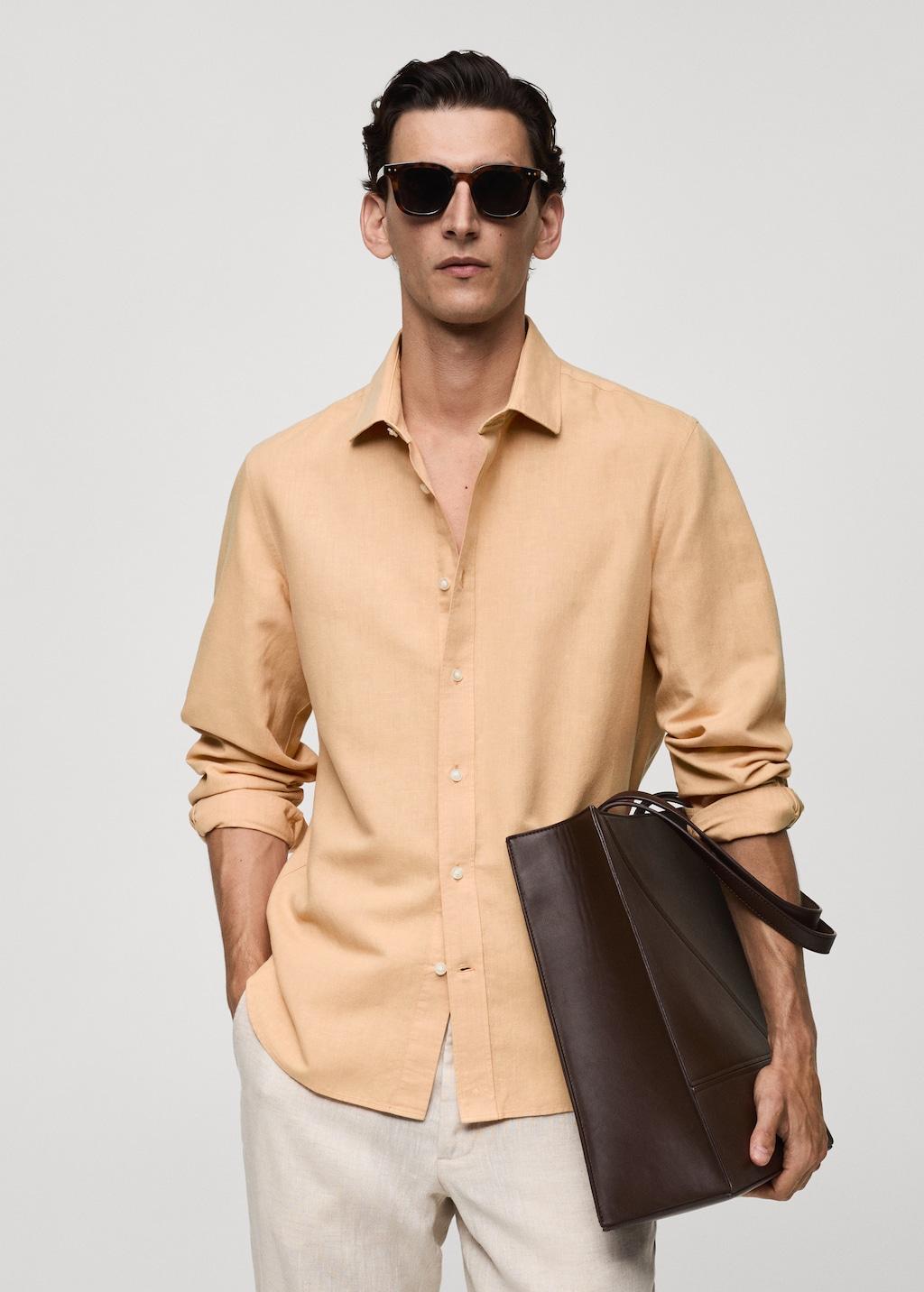 Classic-fit linen-blend shirt - Men | MANGO USA Product Image