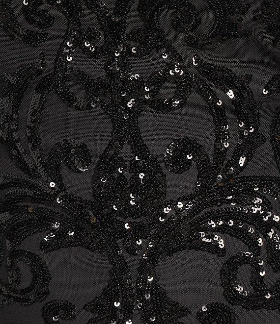 B. Darlin Plus Spaghetti Strap Square Neck Tie Back Sequins Bodycon Dress Product Image