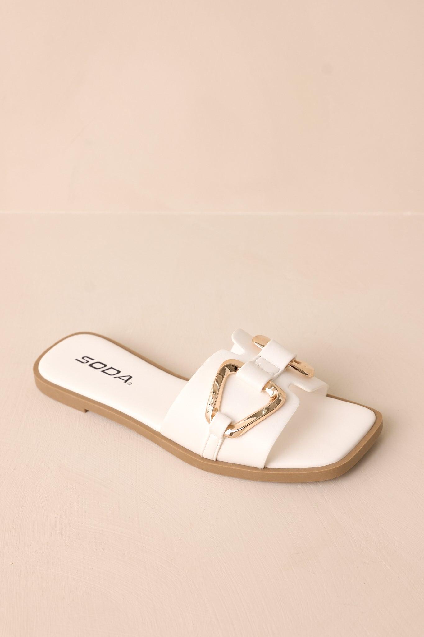 Stepping Stones White & Gold Sandals Product Image
