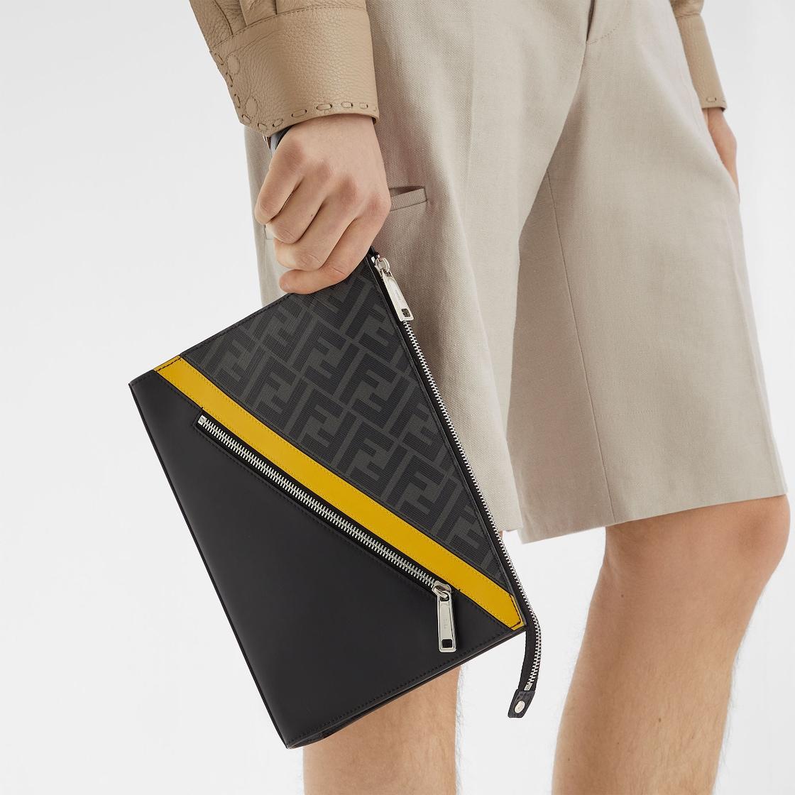 Fendi Diagonal ClutchGray fabric pouch Product Image