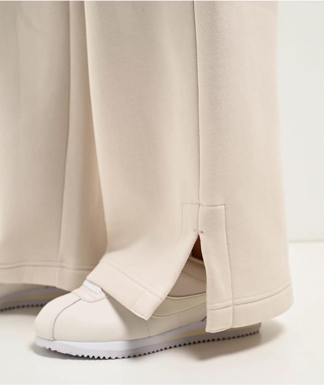 Nike Sportswear Phoenix Fleece Logo Light Orewood High Waist Wide Leg Sweatpants Product Image