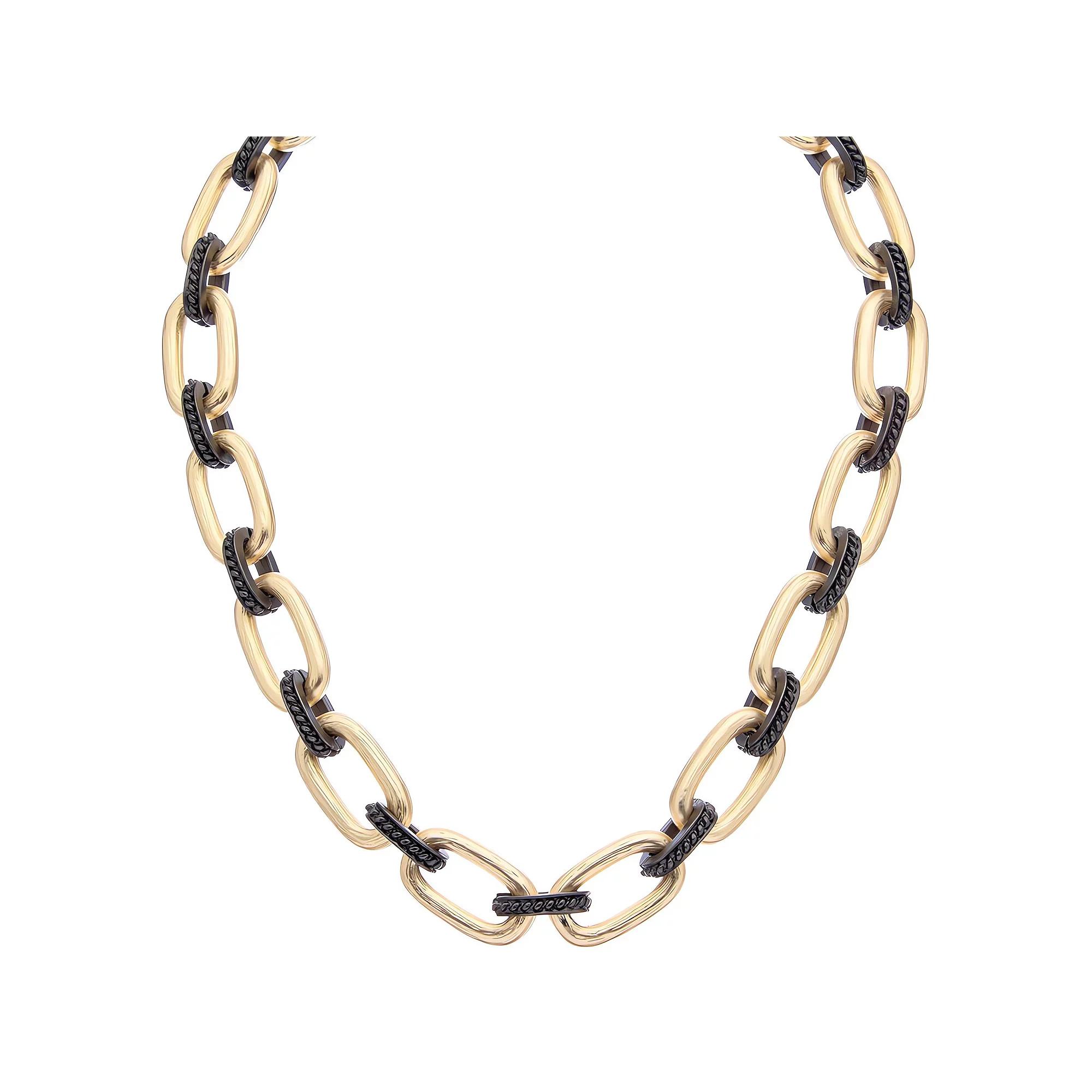Juvell 18k Gold Plated Black Link Necklace, Women's, Size: 17", Two Tone Product Image