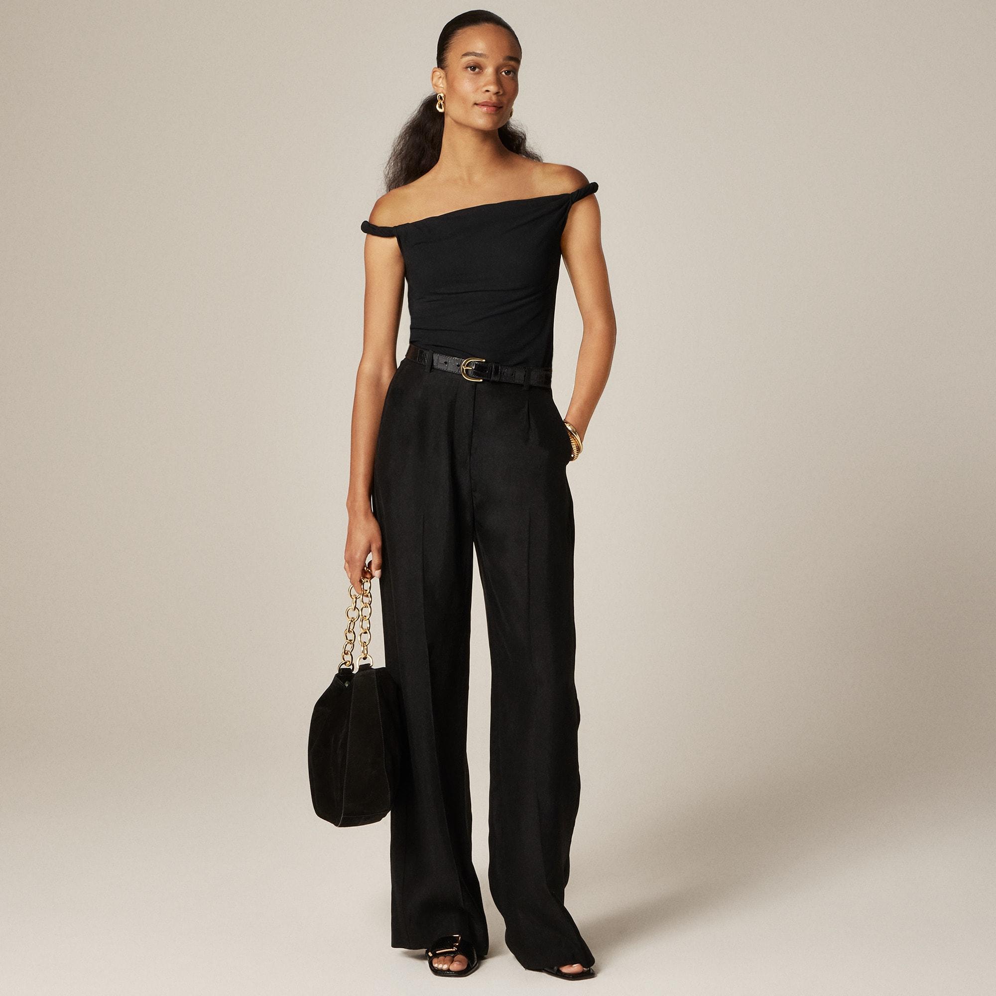 Off-the-shoulder twist tank top in matte jersey Product Image