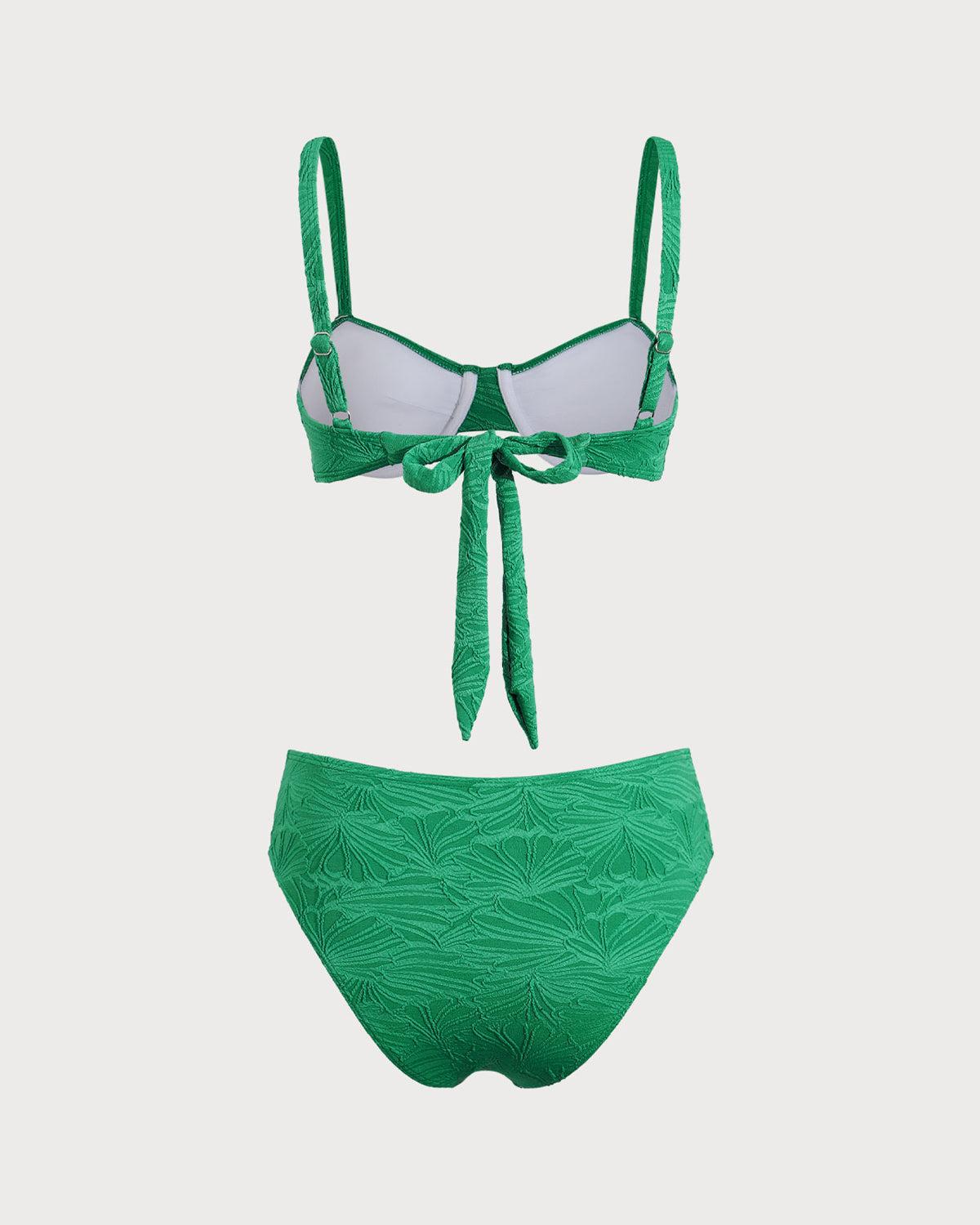 Green Textured Underwire Bikini Set Product Image