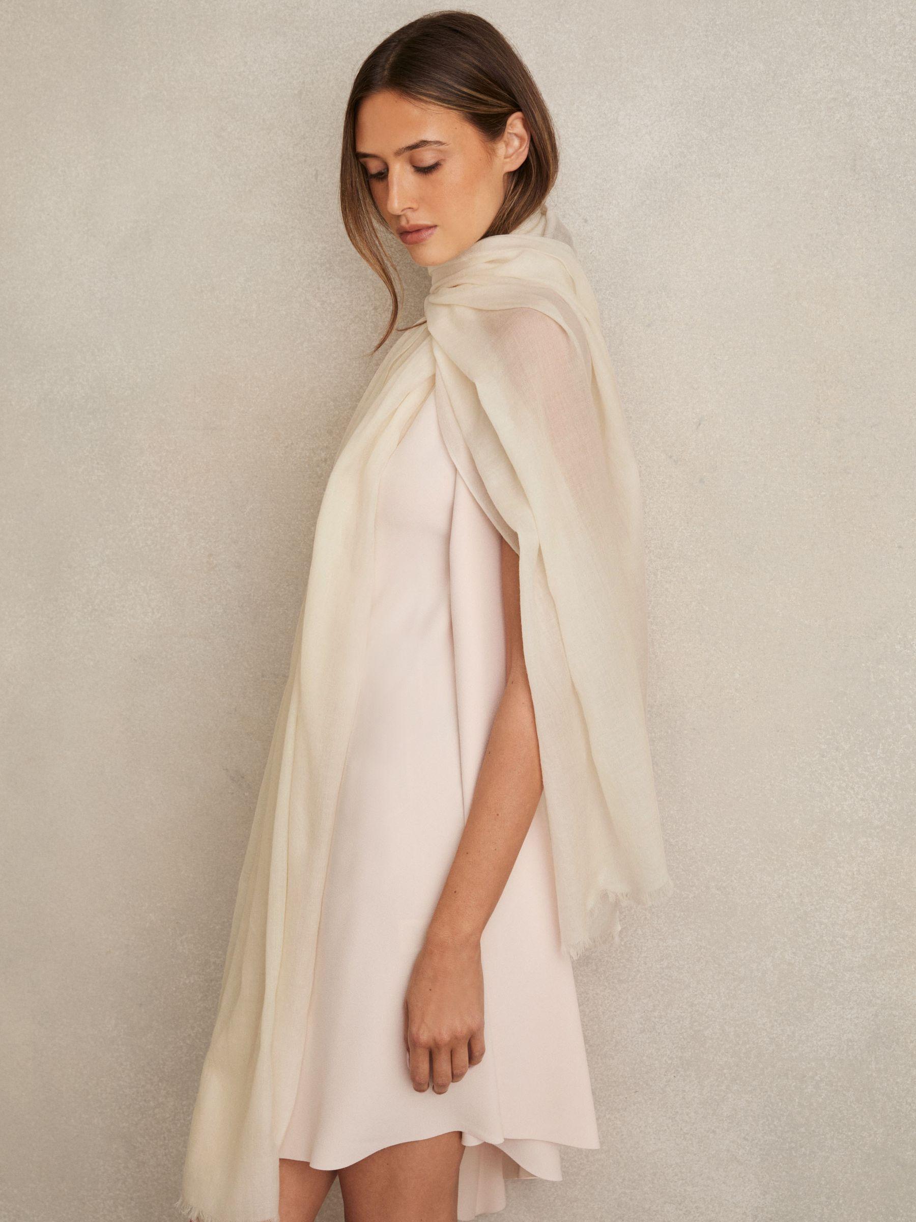 Wool-Cashmere Lightweight Scarf in Off White Product Image