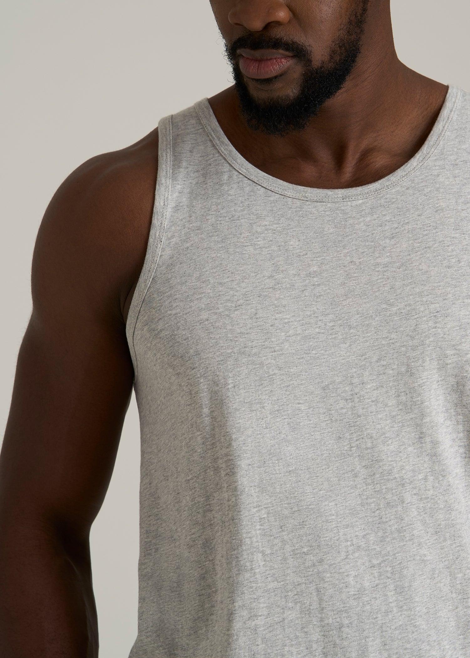 The Essential Beach Tank for Tall Men in Grey Mix - Men's Tall Tank Tops Product Image