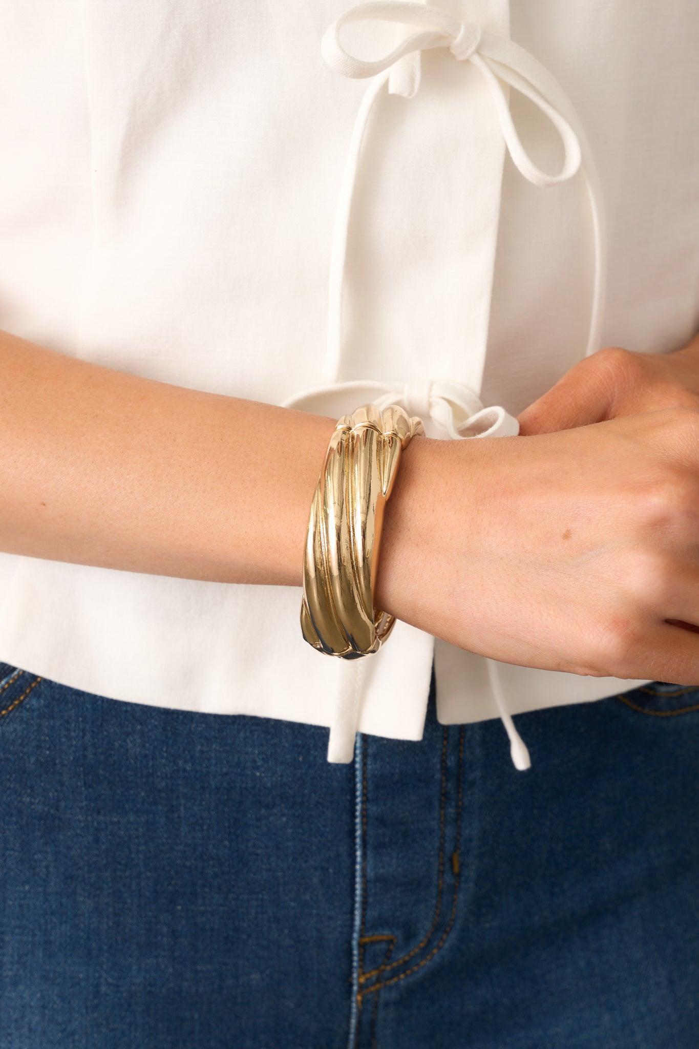 Staying In The City Gold Textured Bracelet Product Image