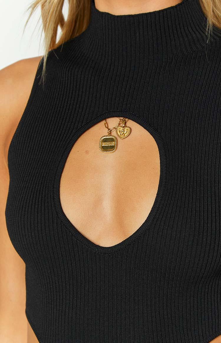 Rosah Black High Neck Maxi Dress Product Image