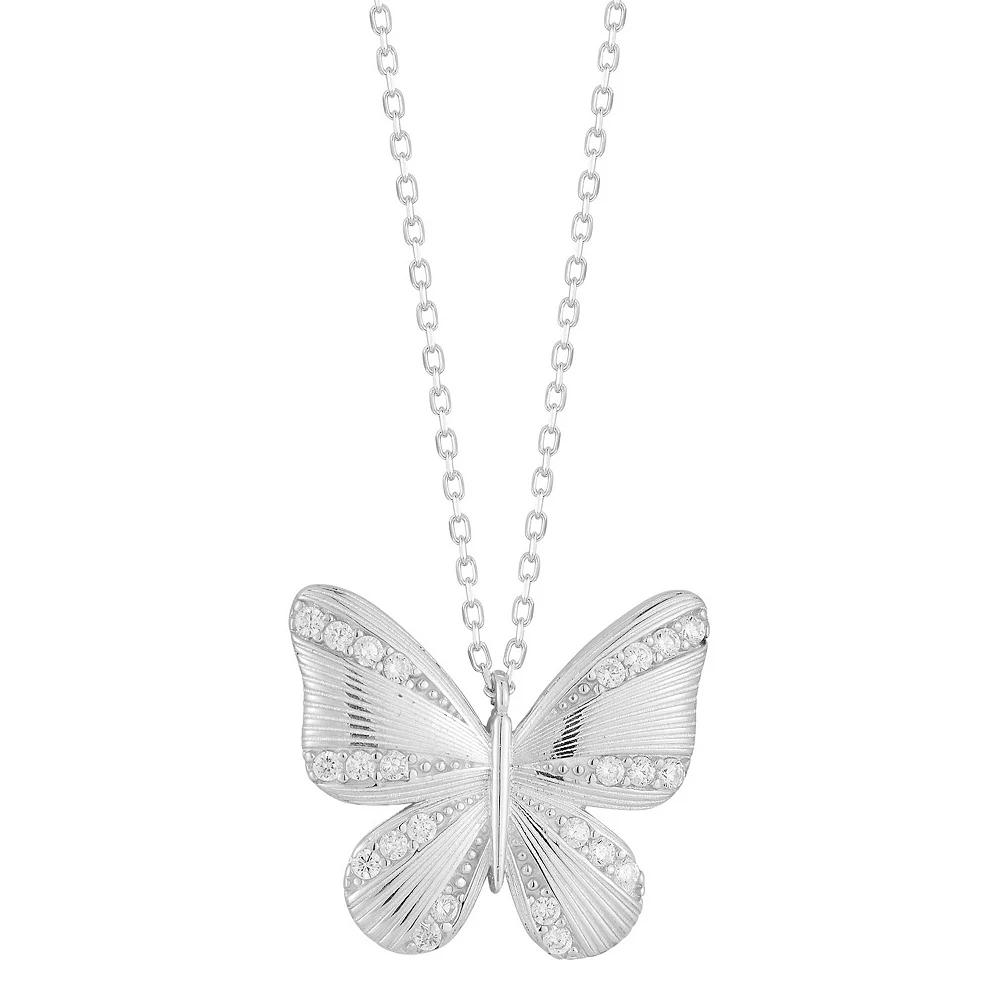 Sunkissed Sterling Cubic Zirconia Butterfly Pendant Necklace, Women's, Size: 18", Silver Tone Product Image