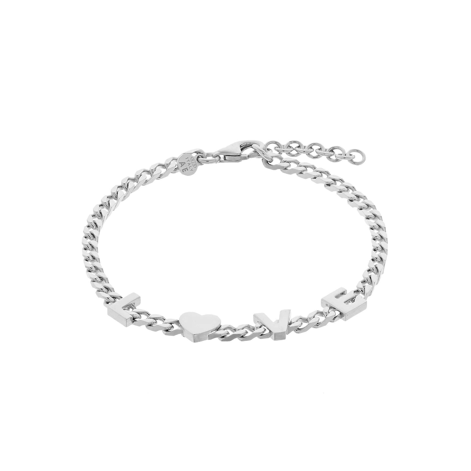 Sterling Silver L-O-V-E Chain Bracelet, Women's, Size: 8.5" Product Image