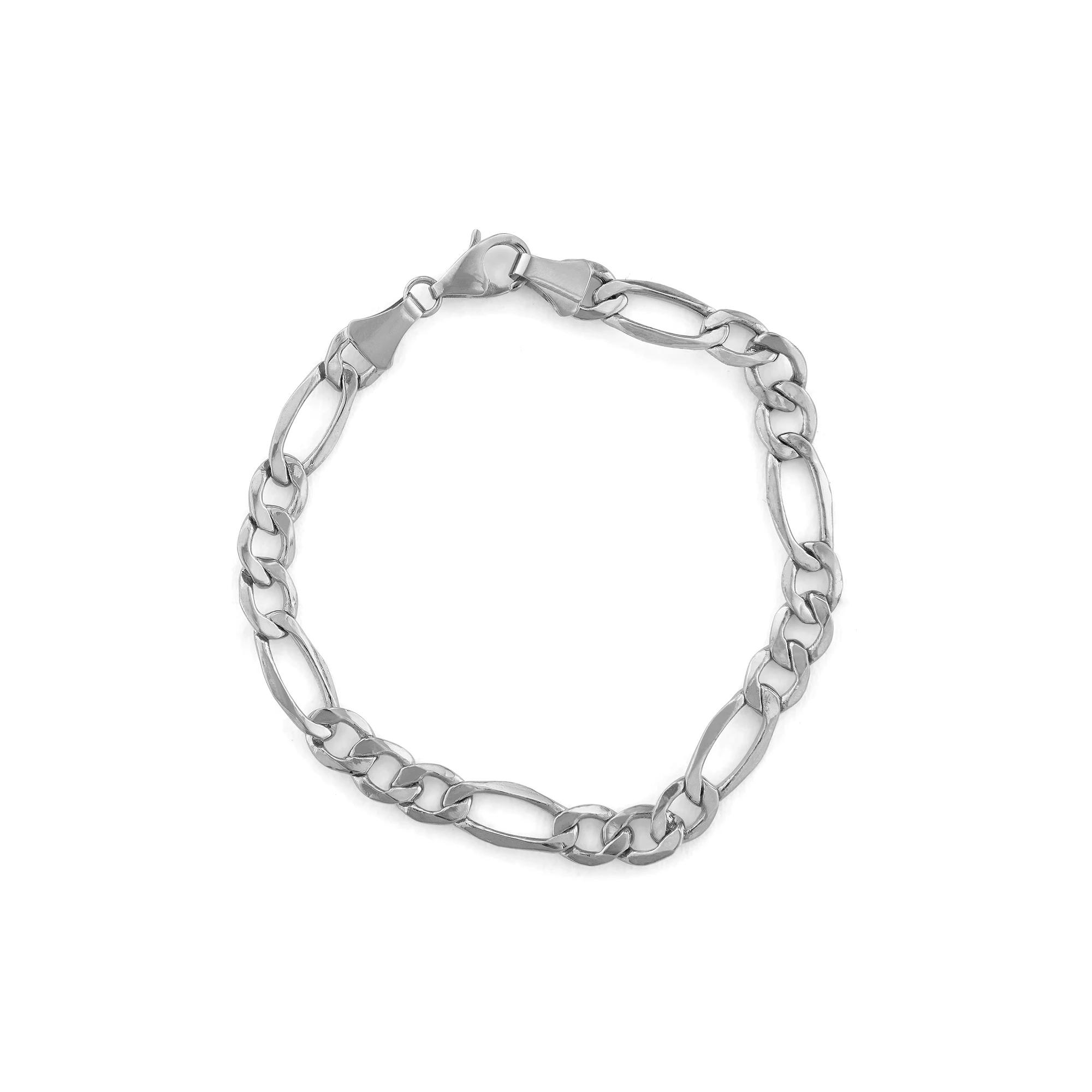 Jordan Blue Mens 14k Gold Figaro Chain Bracelet White Product Image