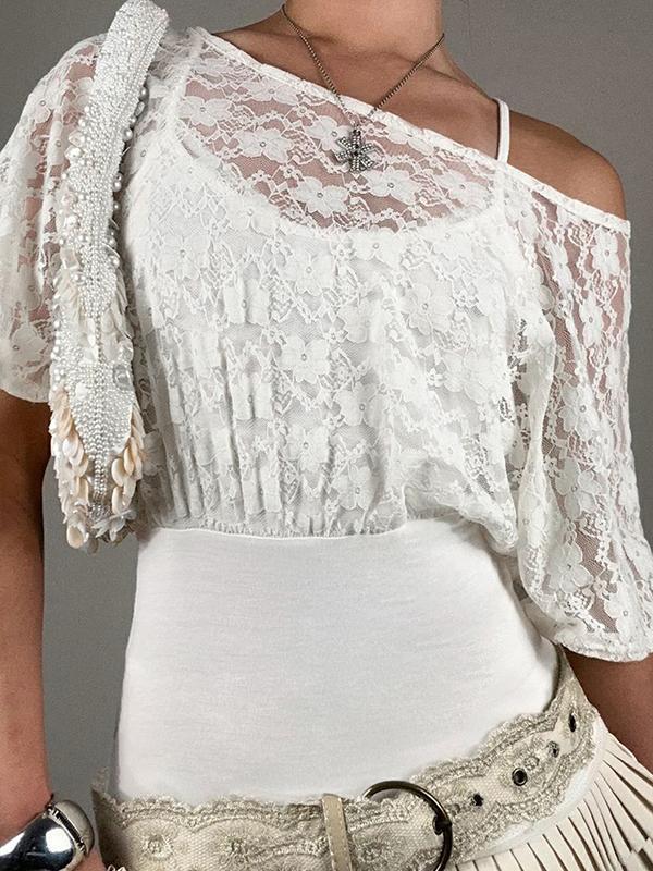 Lace Panels Short Sleeve Product Image