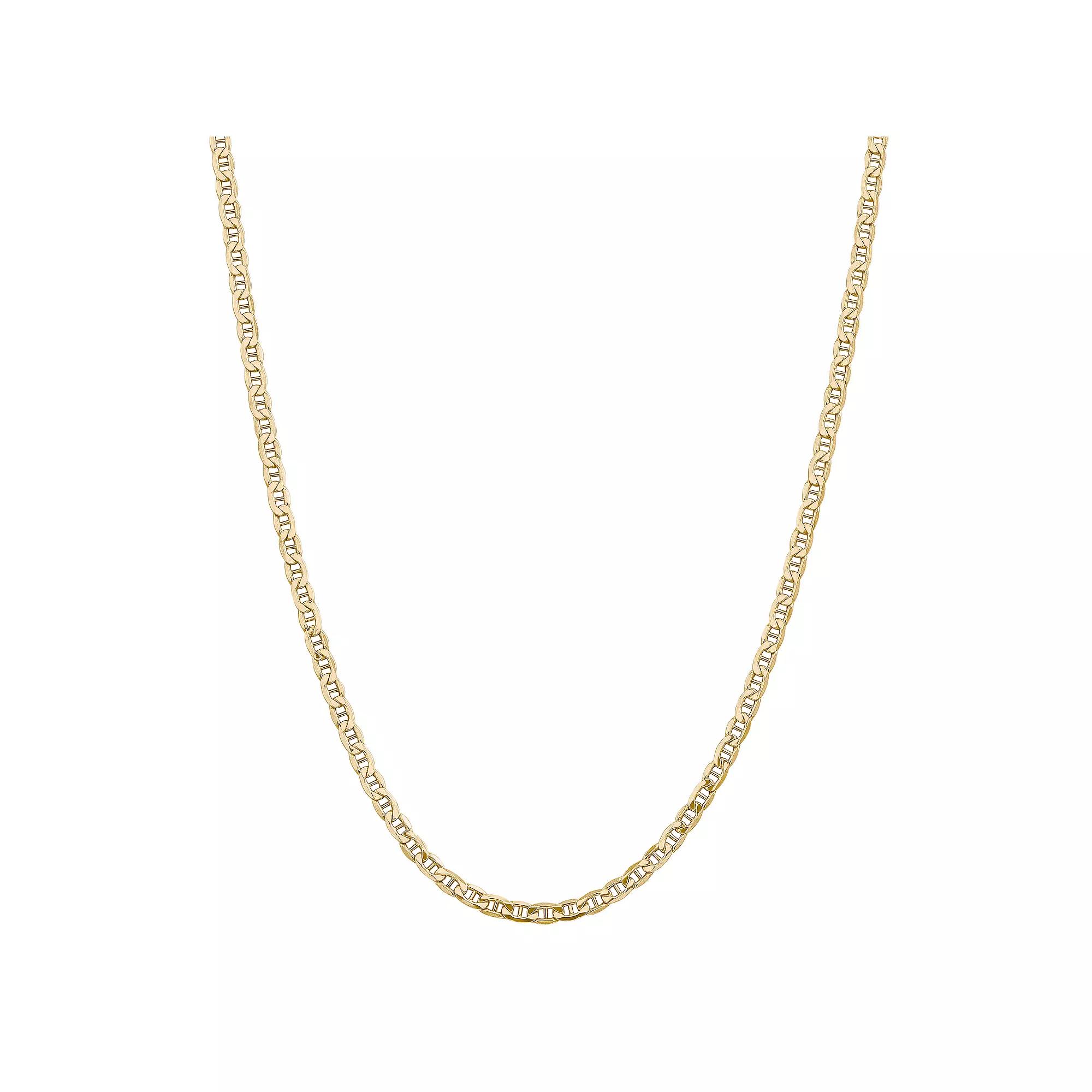 14k Gold 4 mm Semi-Solid Anchor Chain Necklace, Women's, Size: 24" Product Image