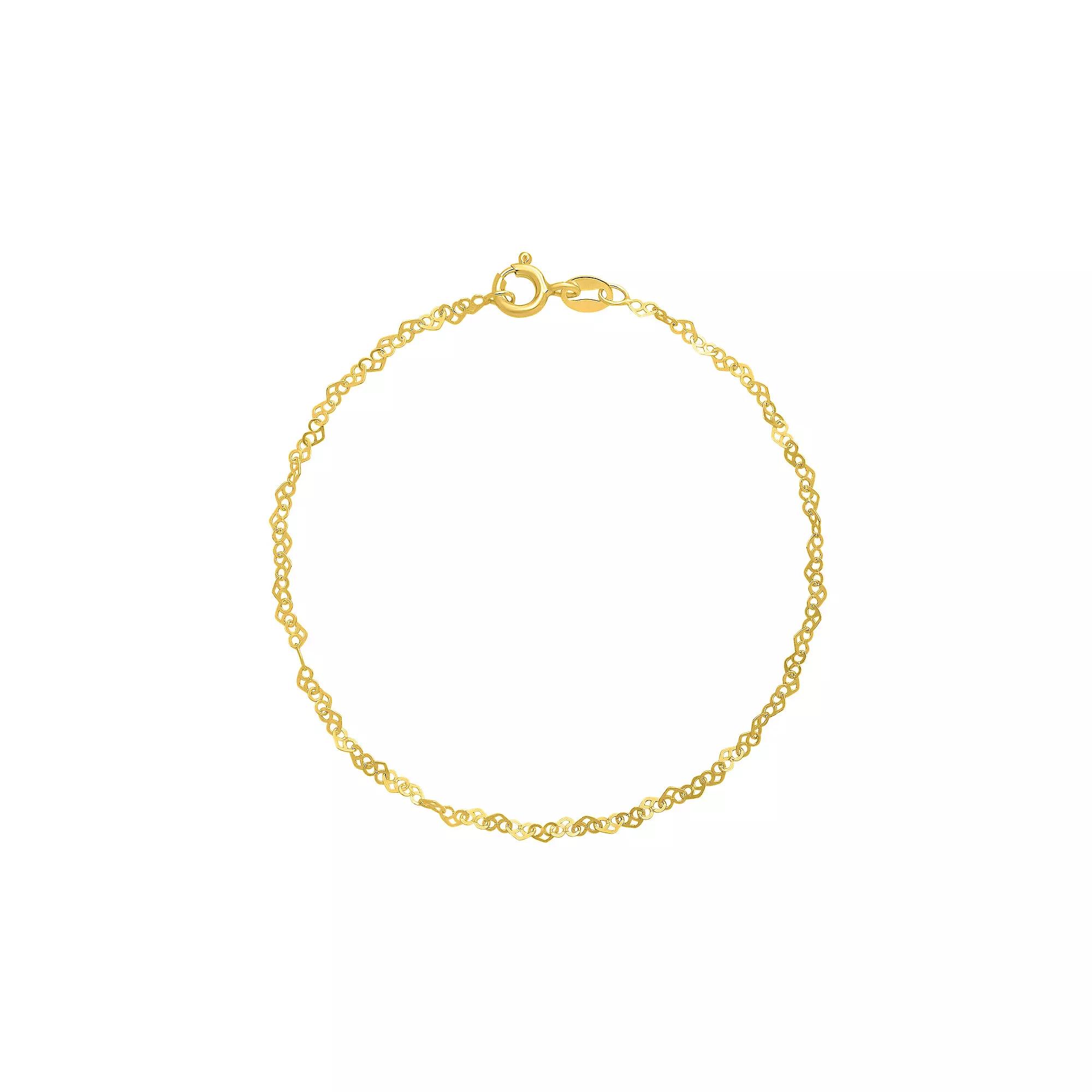 PRIMROSE Sterling Silver Heart Link Bracelet, Women's, Size: 8", Yellow Gold Tone Product Image