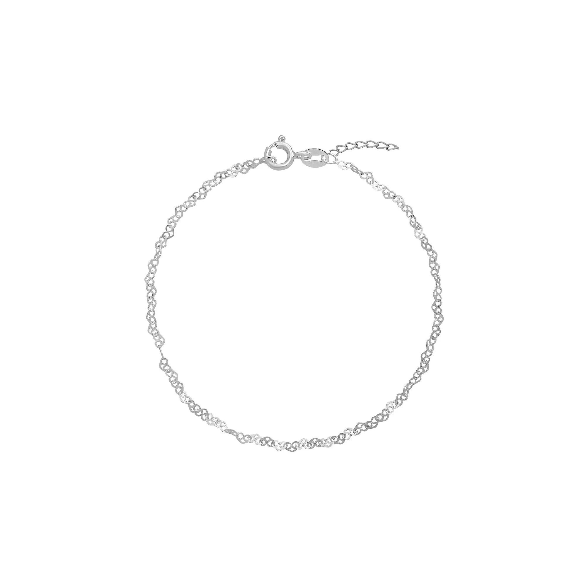 PRIMROSE Sterling Silver Heart Link Anklet, Womens Product Image