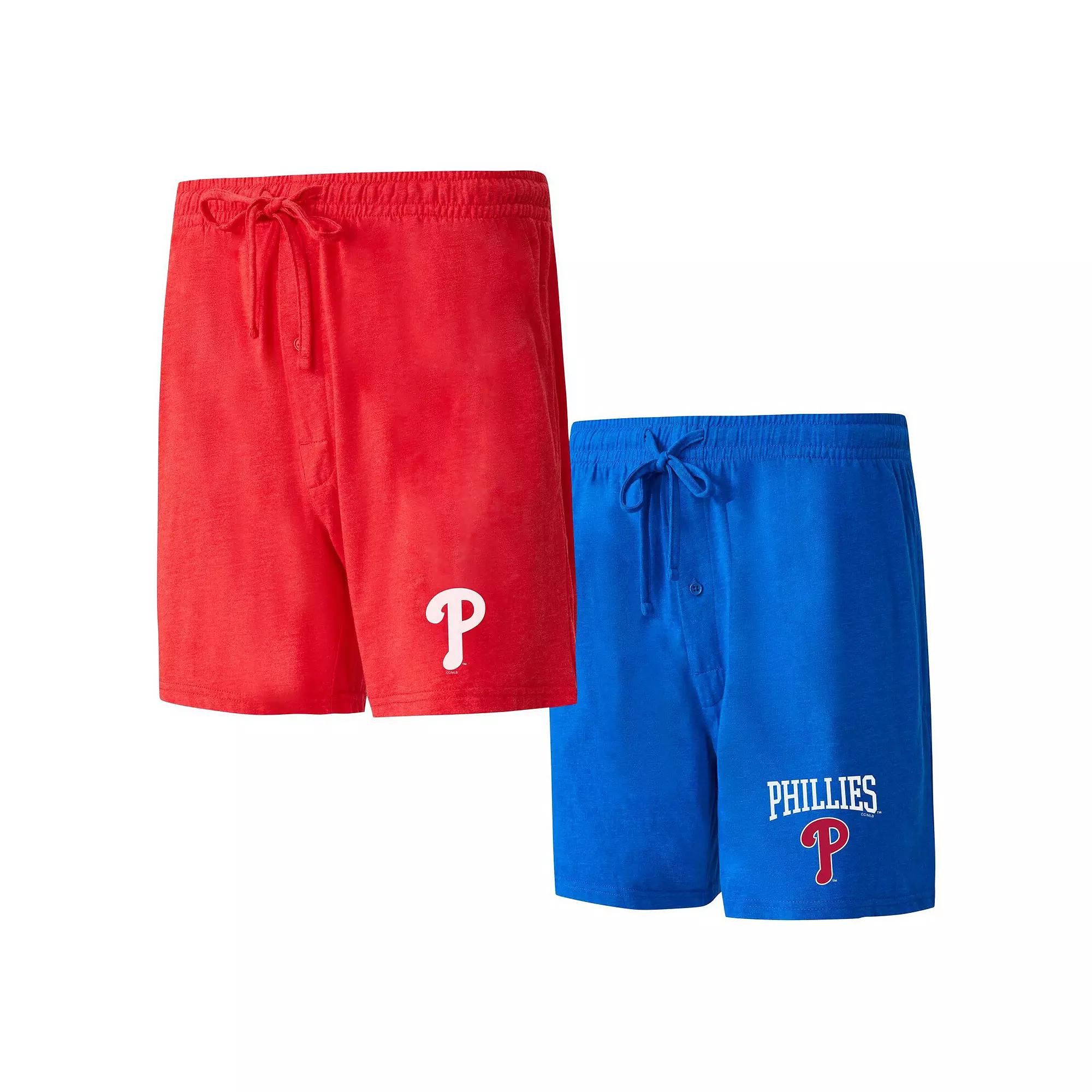 Men's Concepts Sport Red/Royal Philadelphia Phillies Two-Pack Meter Sleep Shorts, Size: Large Product Image