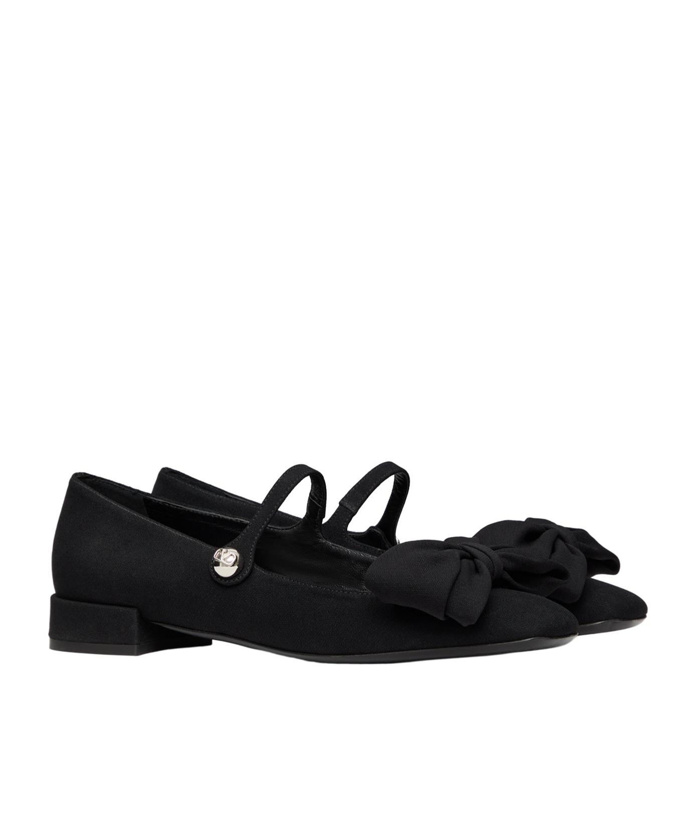 VALENTINO GARAVANI Black Mary Janes With Bow Detail In Crepe Fabric Woman In Multicolor Product Image