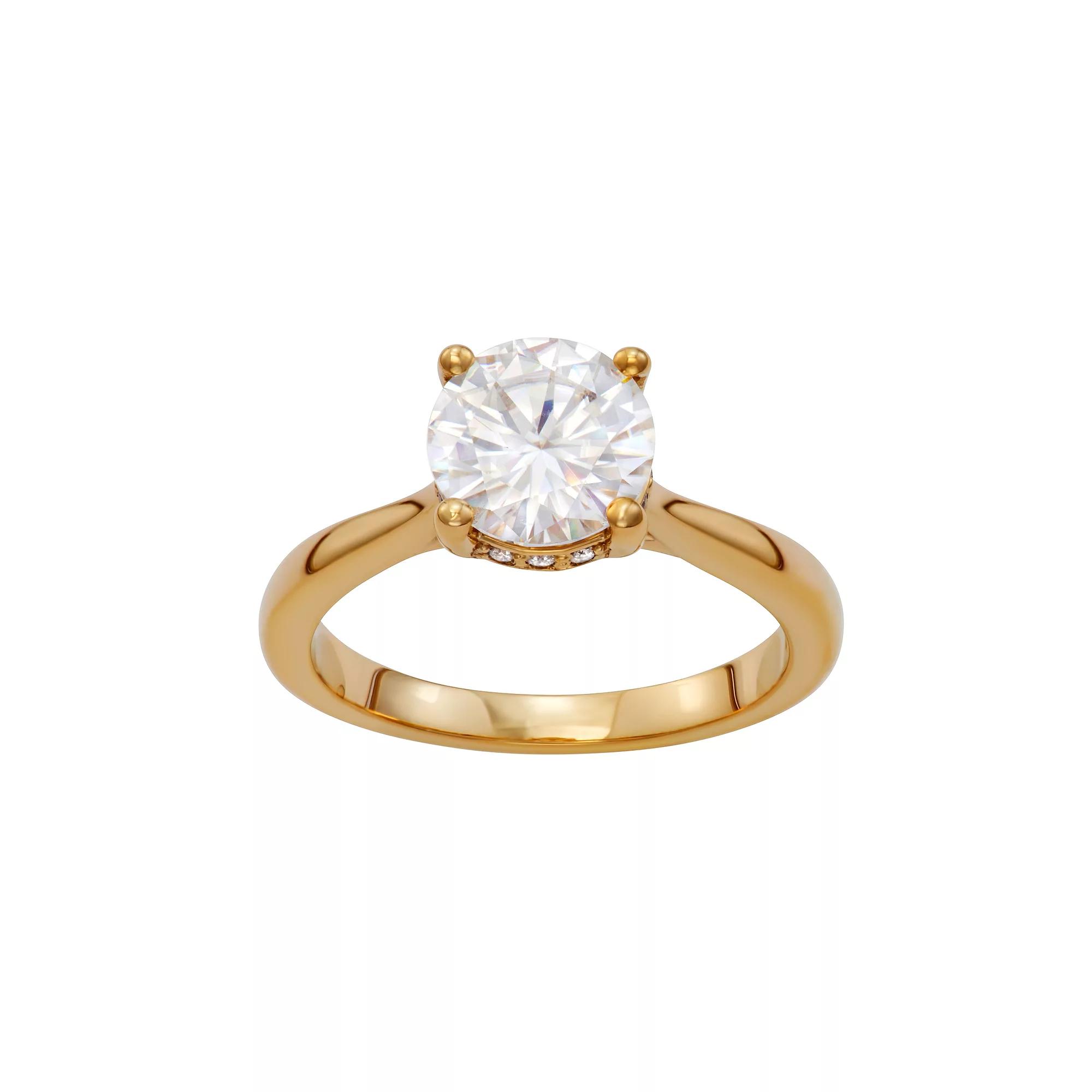 Charles & Colvard 14k Gold 1 5/8 Carat T.W. Lab Created Moissanite Hidden Halo Engagement Ring, Women's, Size: 9, 14k Whgold Product Image