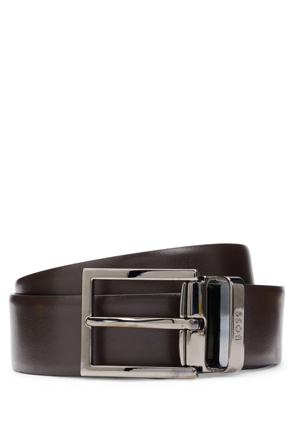 Reversible Italian-leather belt with gunmetal hardware Product Image