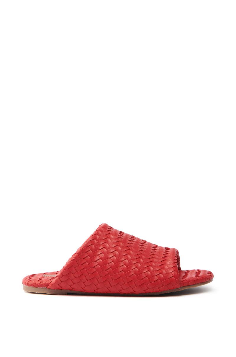 AKIRA GAIA RED BRAIDED FLAT SLIP ON SANDAL Product Image