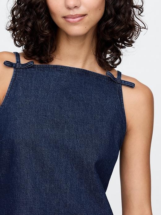 Square-Neck Denim Mini Dress Product Image