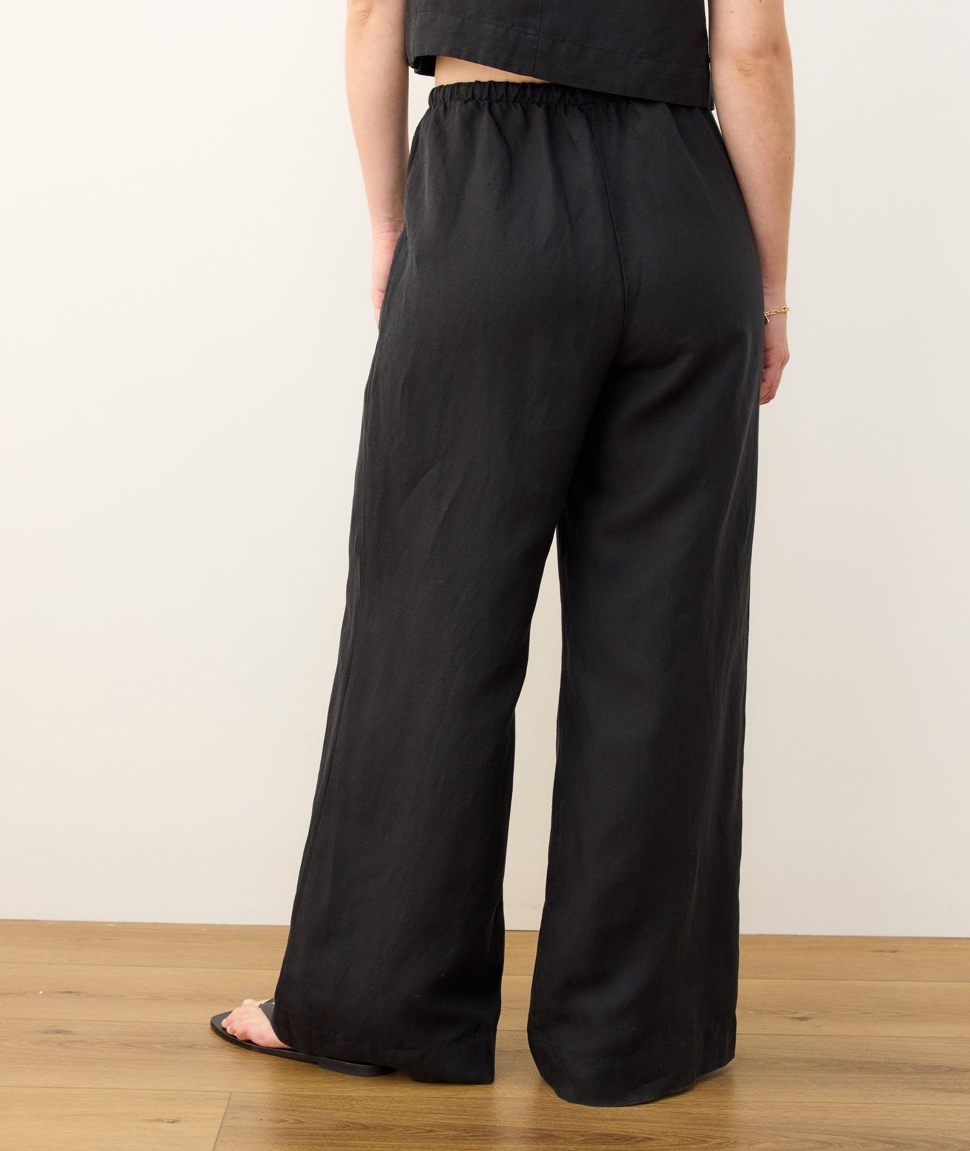 Linen Drawstring Wide Leg Pant Product Image