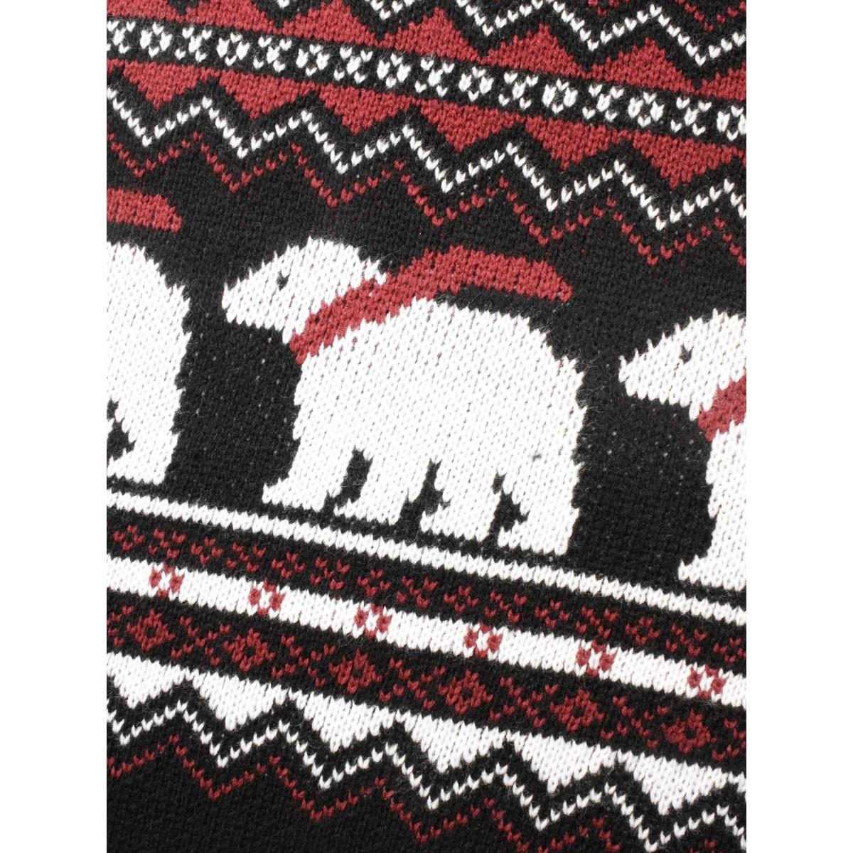 Plus Size Polar Bear Motifs Turtle Neck Pullover Black Women Casual Loose Long Sleeve Turtleneck Everyday Pullovers BloomChic 10/M Product Image