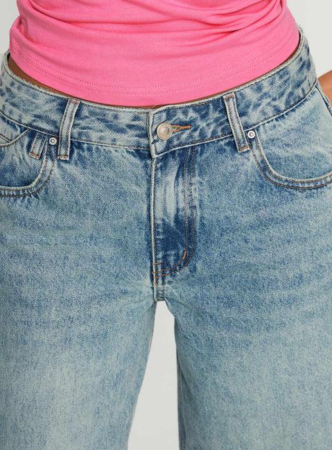 Edge Of Town Mid Rise Straight Leg Jeans Vintage Blue Product Image