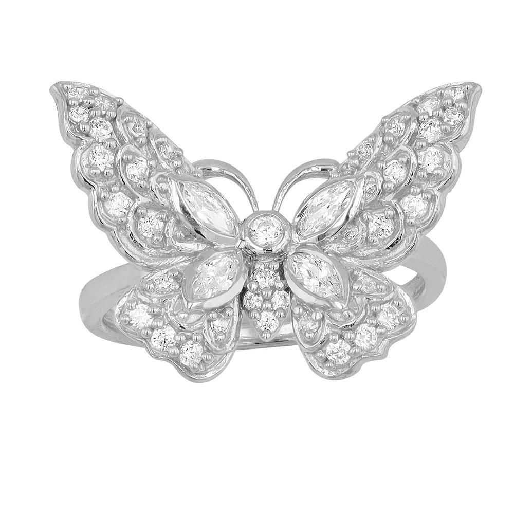 SIRI USA by TJM Sterling Silver Cubic Zirconia Butterfly Ring, Women's, Size: 6 Product Image