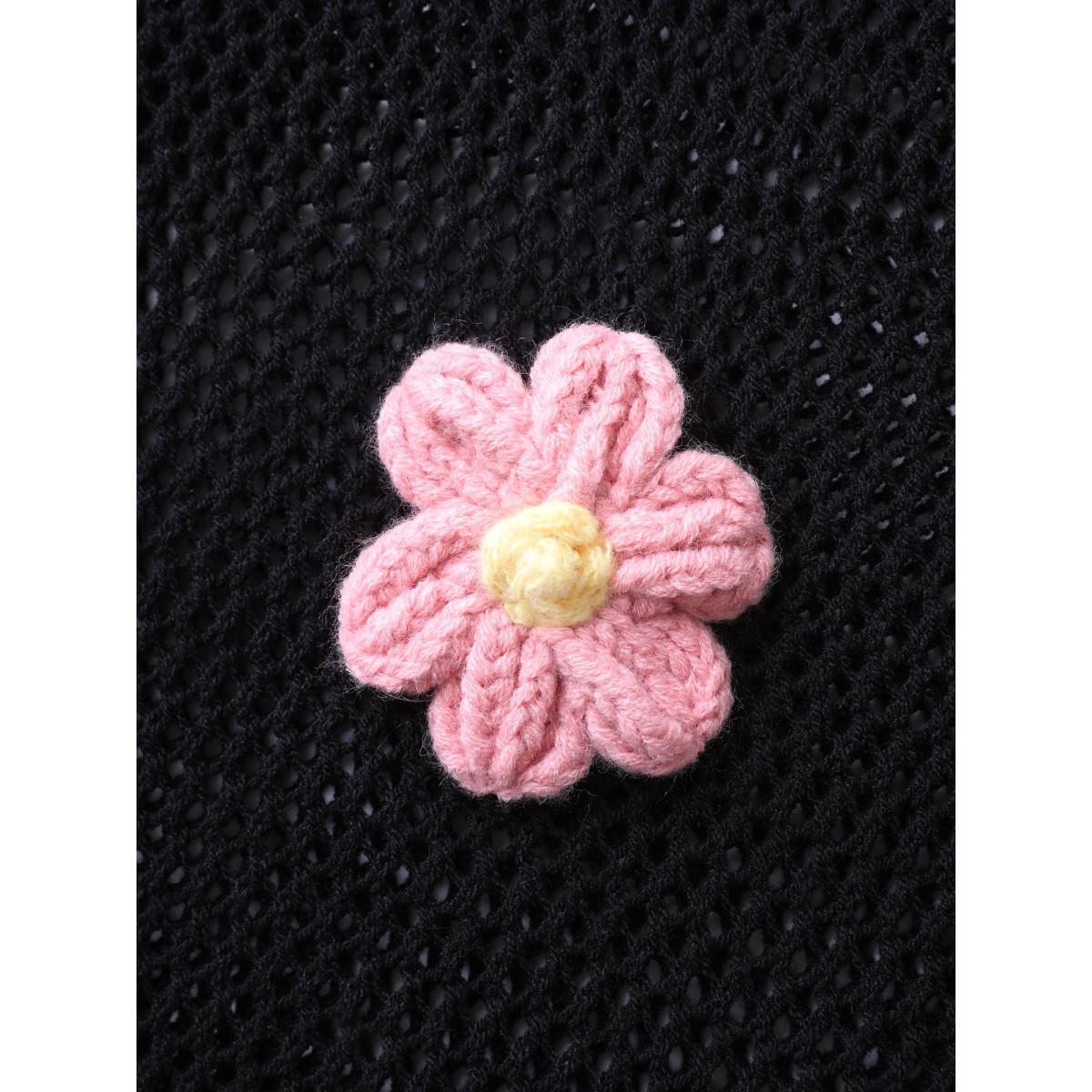 Plus Size Crochet Floral Cut-Out Swim Cover-Up Women's Swimwear Black Beach Loose Crochet Curve Swim Cover Ups BloomChic 12/L Product Image