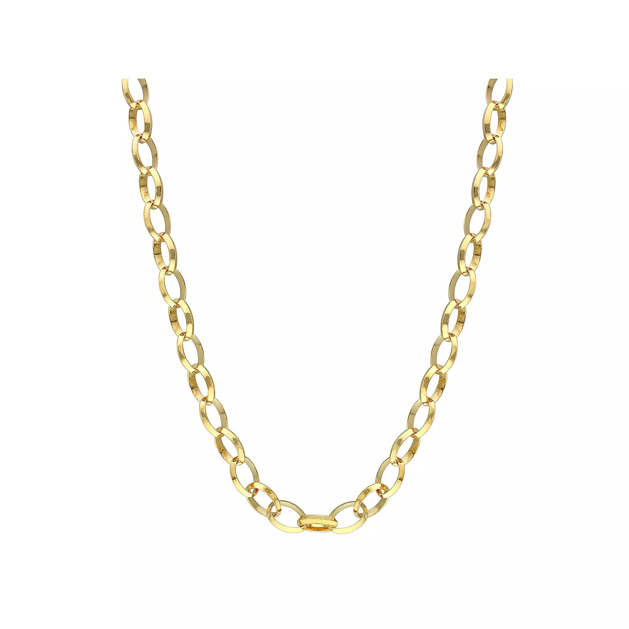 Stella Grace Sterling Silver 8 mm Rolo Chain Necklace, Womens 18k Gold Plated Product Image