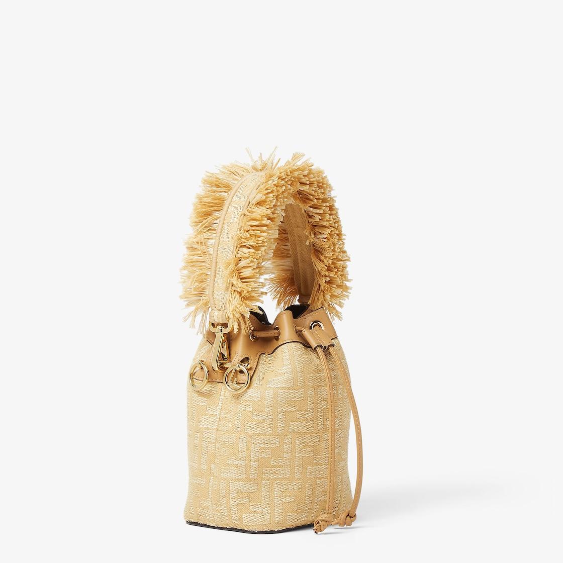 Mon TresorJacquard fabric mini-bag with raffia FF Product Image