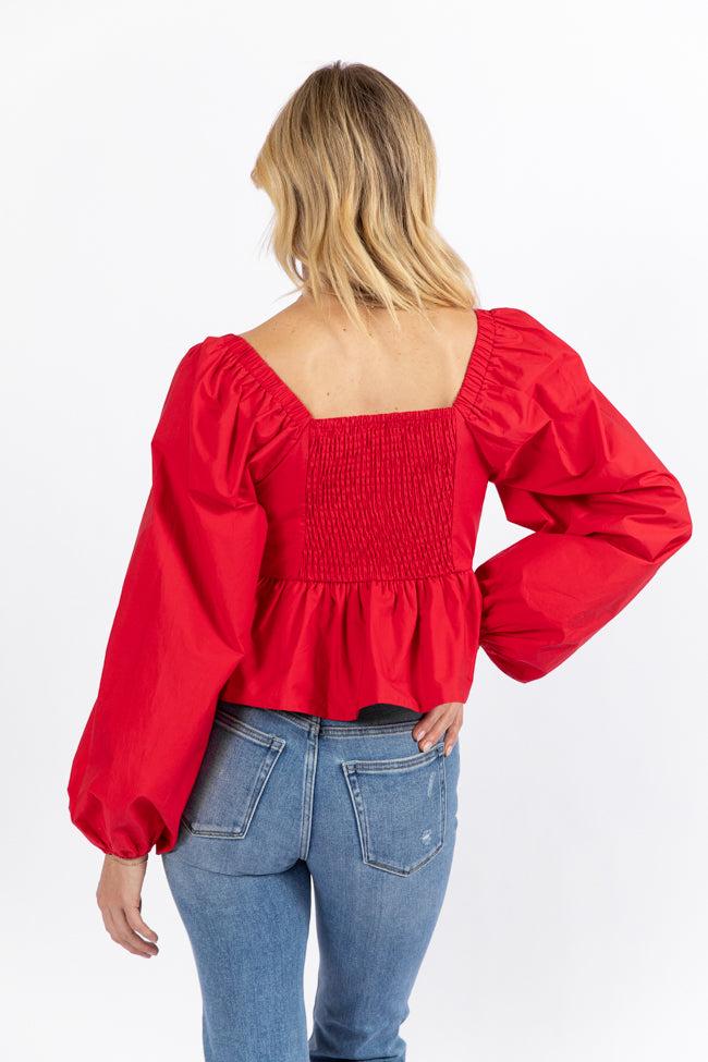 I Heart You Red Heart Shape Woven Blouse FINAL SALE Product Image