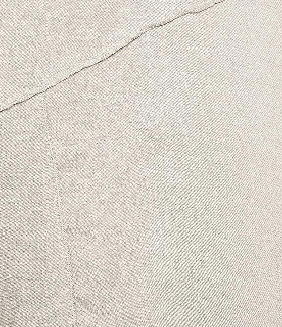 Ali Miles Plus Size Linen Blend V-Neck 3/4 Sleeve Asymmetrical Button Detail Tunic Product Image