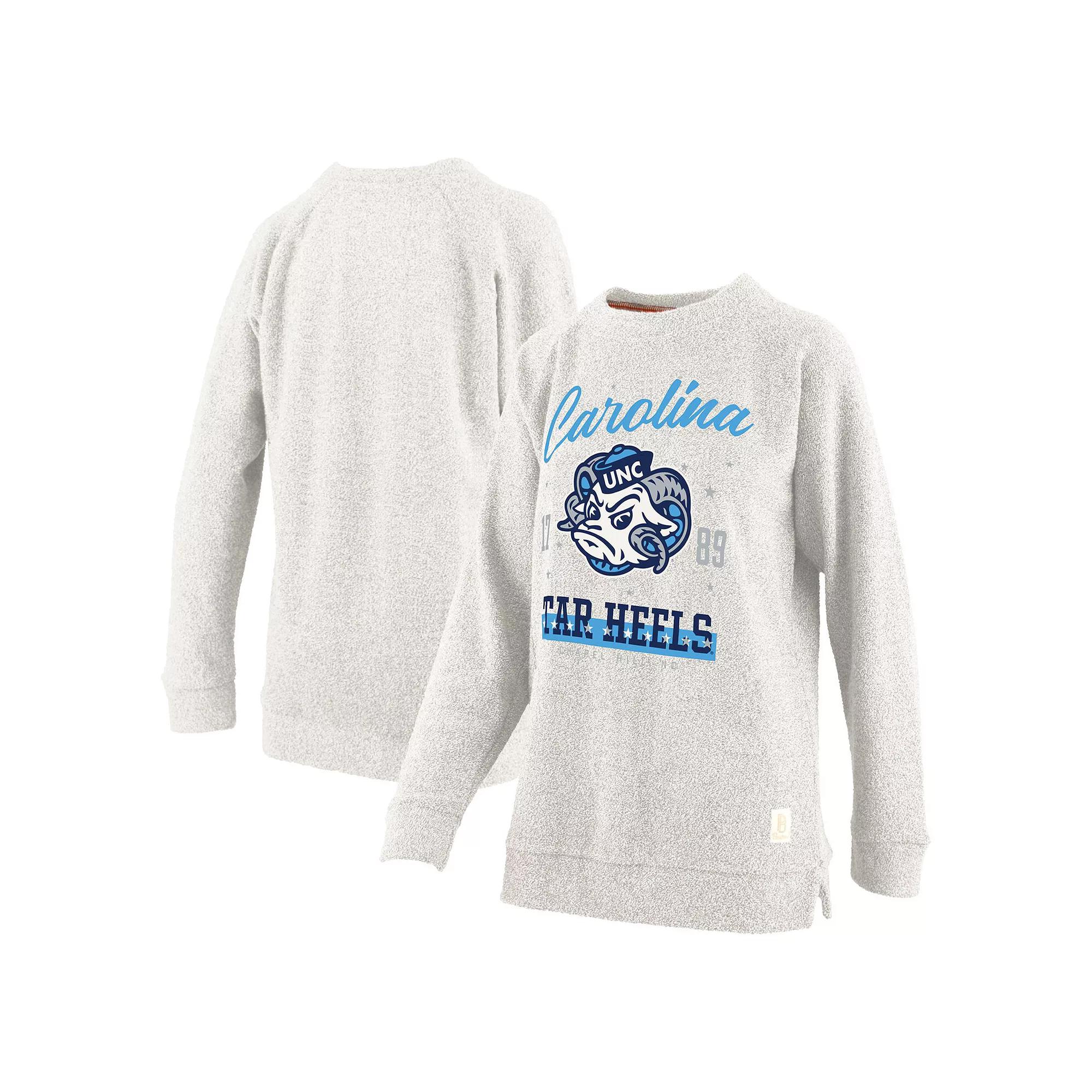 Women's Pressbox Oatmeal North Carolina Tar Heels Plus Size Comfy Cairo Terry Pullover Sweatshirt, Size: 2XL, Team Product Image