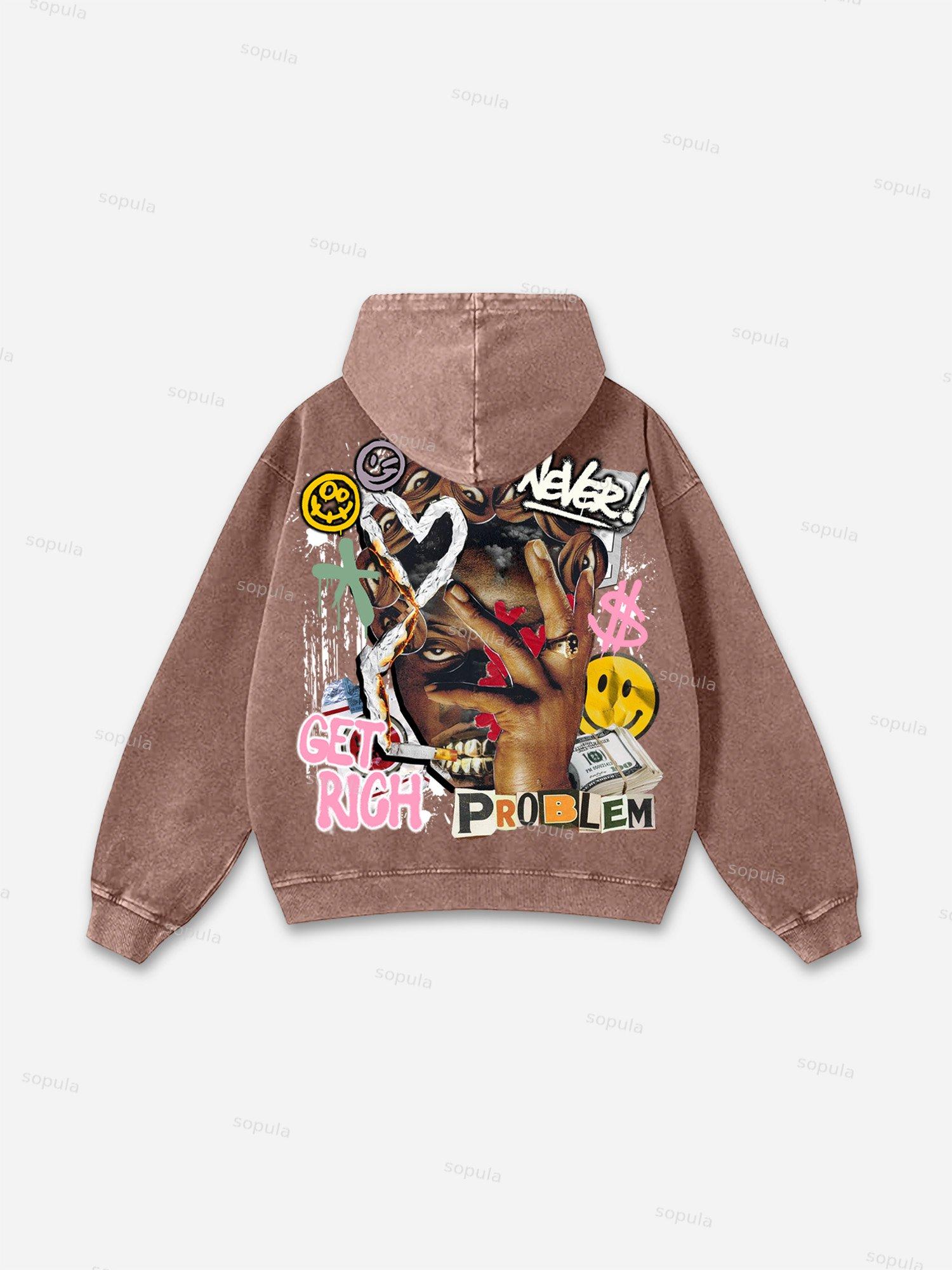 Richer Than My Opps Vintage Graphic Washed Hoodie Product Image